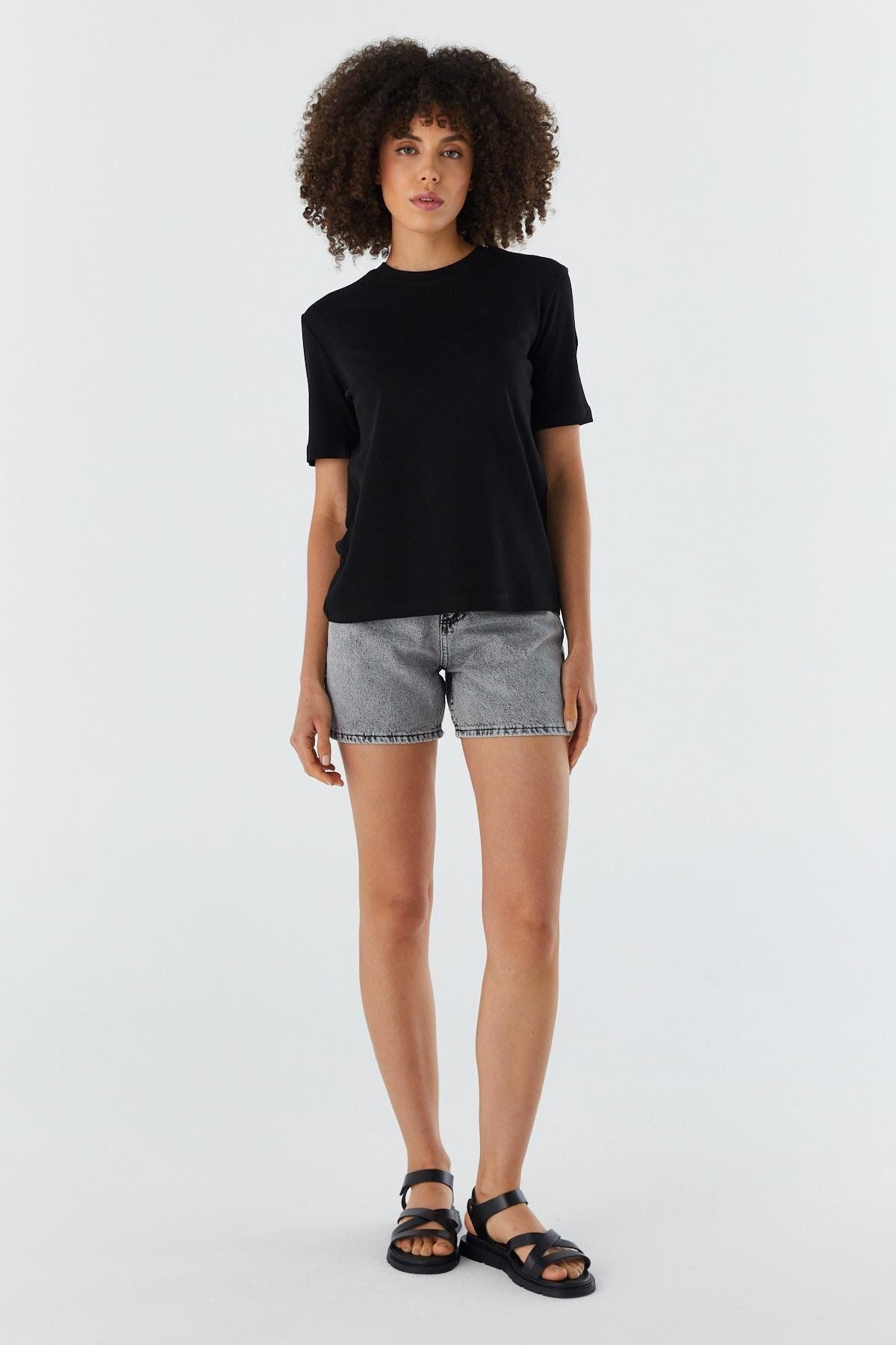 Shopping Shop Regular Basic T-shirt SIYAH