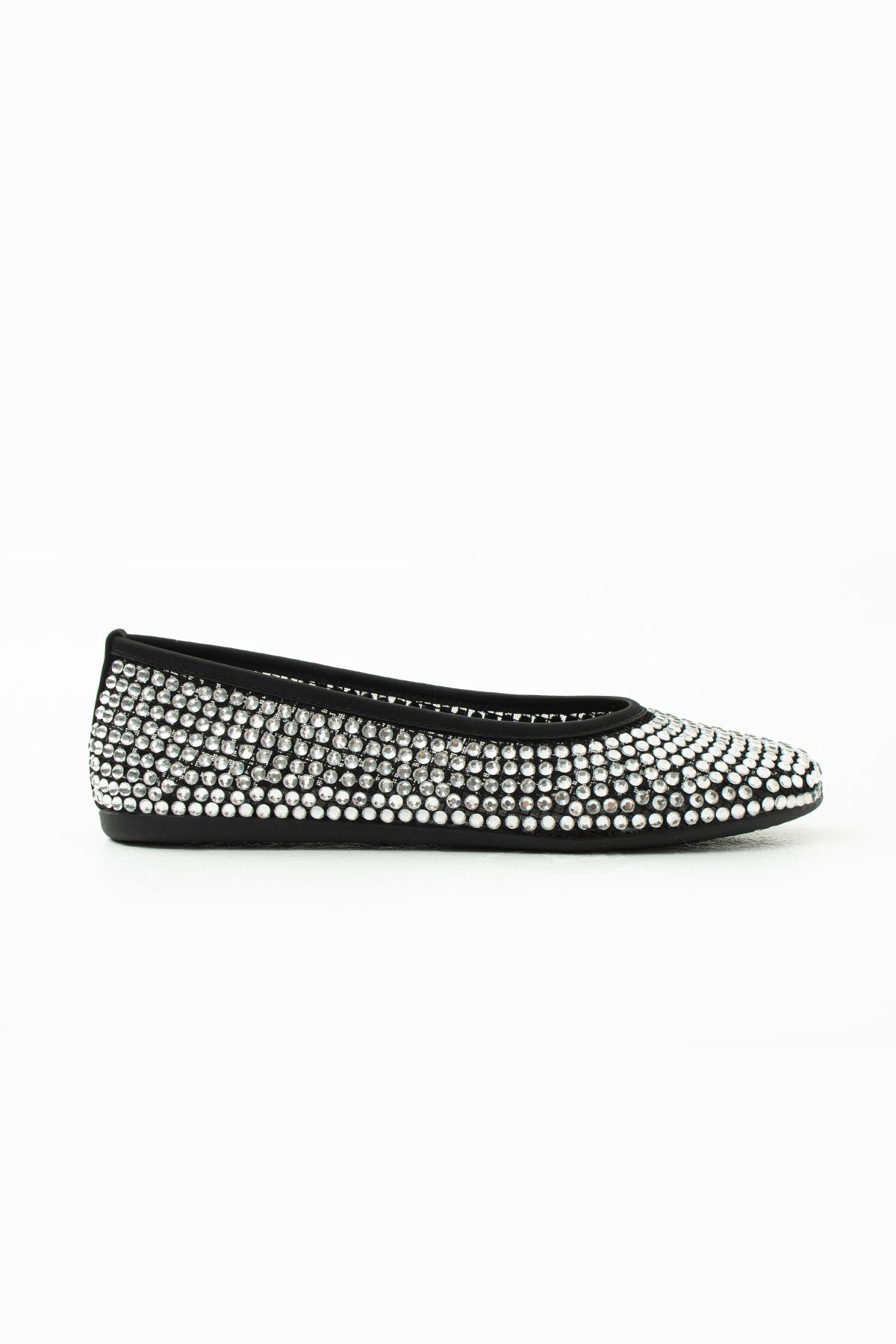 Siena Shoes Liray Kadın Taşlı Düz Babet Siyah