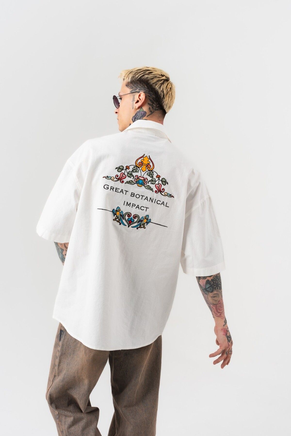 go gang own Fallback Nakış Detaylı Oversize Keten Gömlek