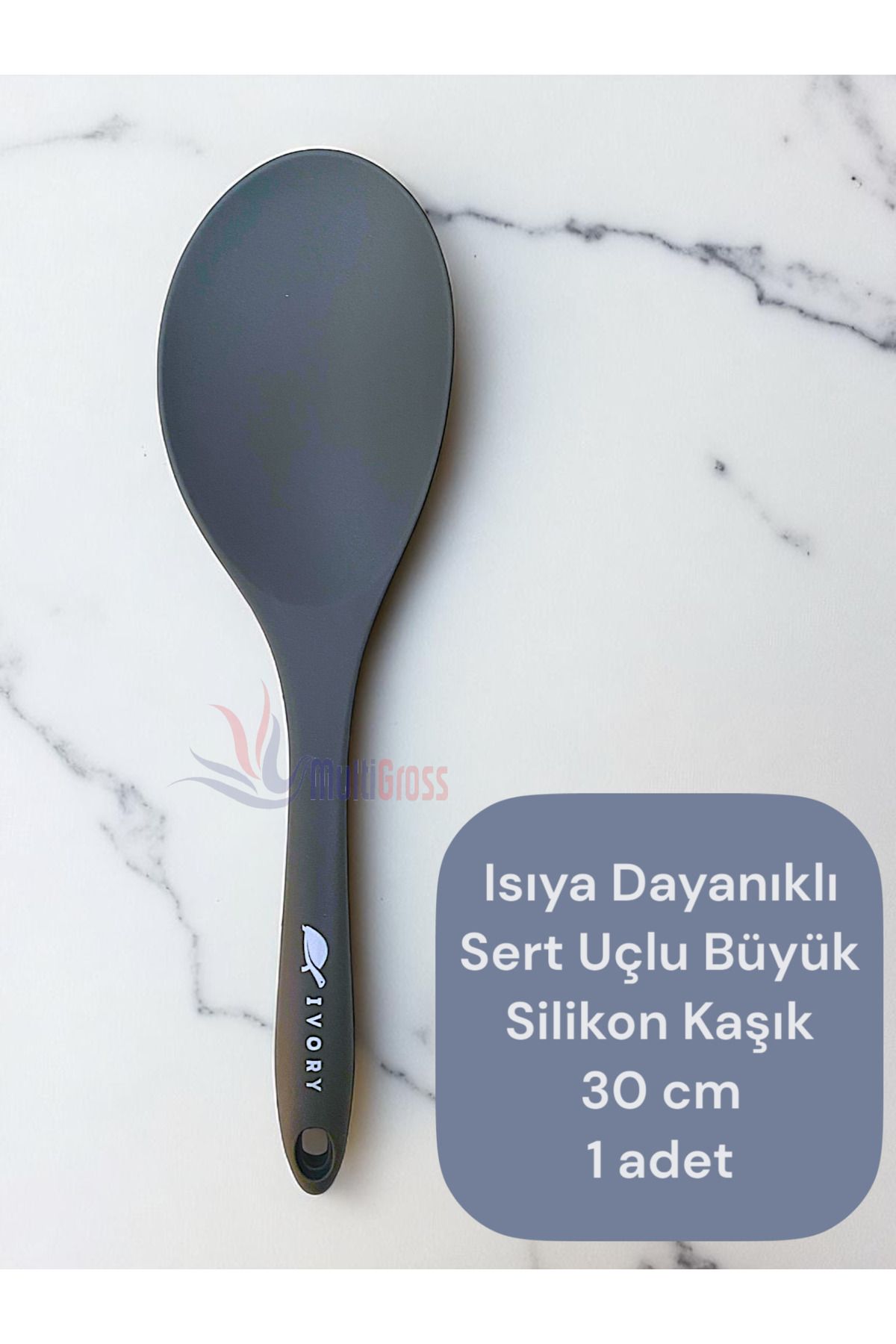 Multiamo Isıya Dayanıklı Sert Uçlu 30 cm Büyük Silikon Kaşık 1 adet