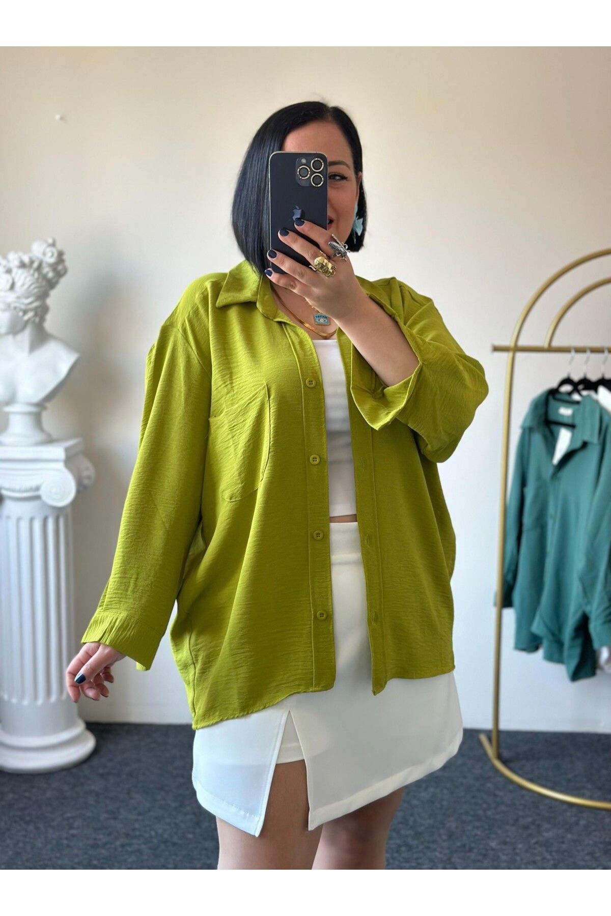 Vio Moda Büyük Beden Basic Salaş Ayrobin Gömlek