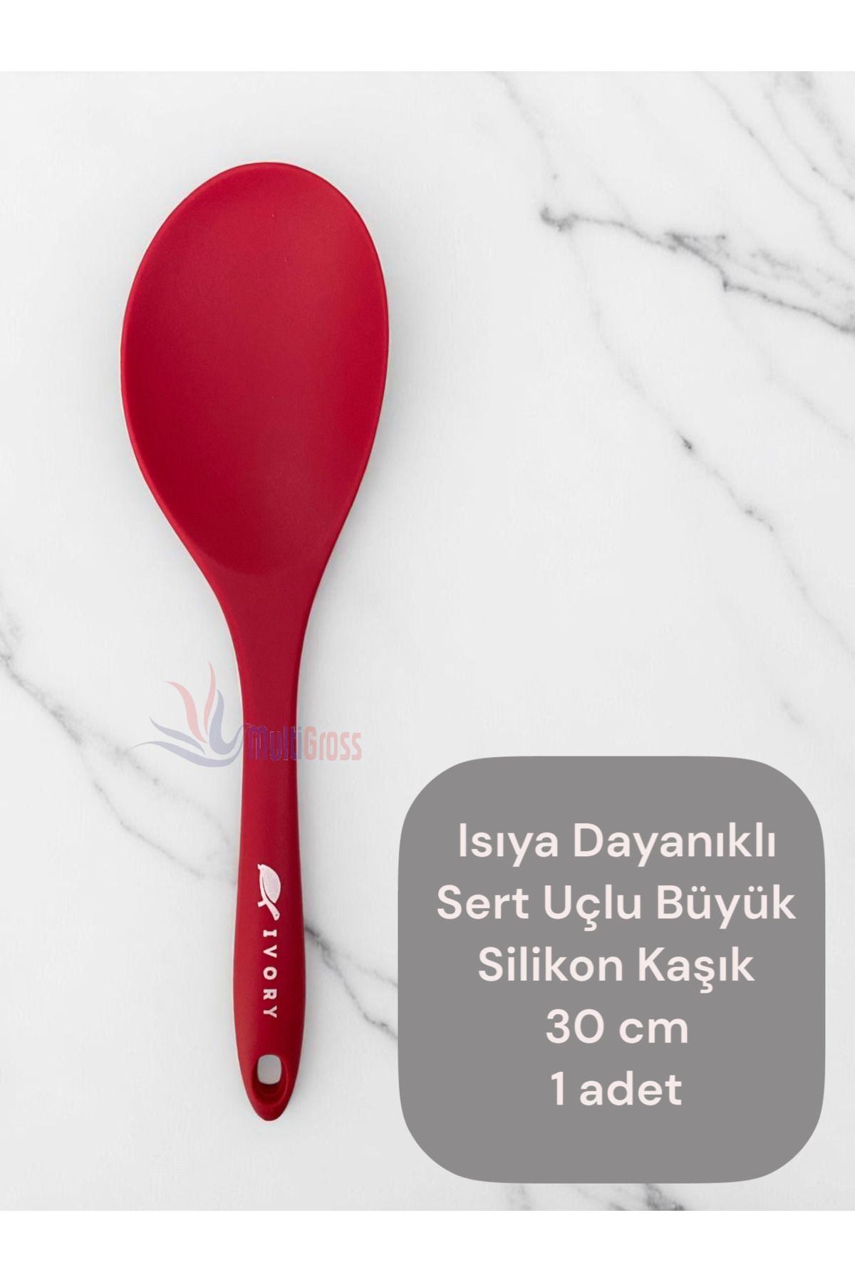 Multiamo Isıya Dayanıklı Sert Uçlu 30 cm Büyük Silikon Kaşık 1 adet