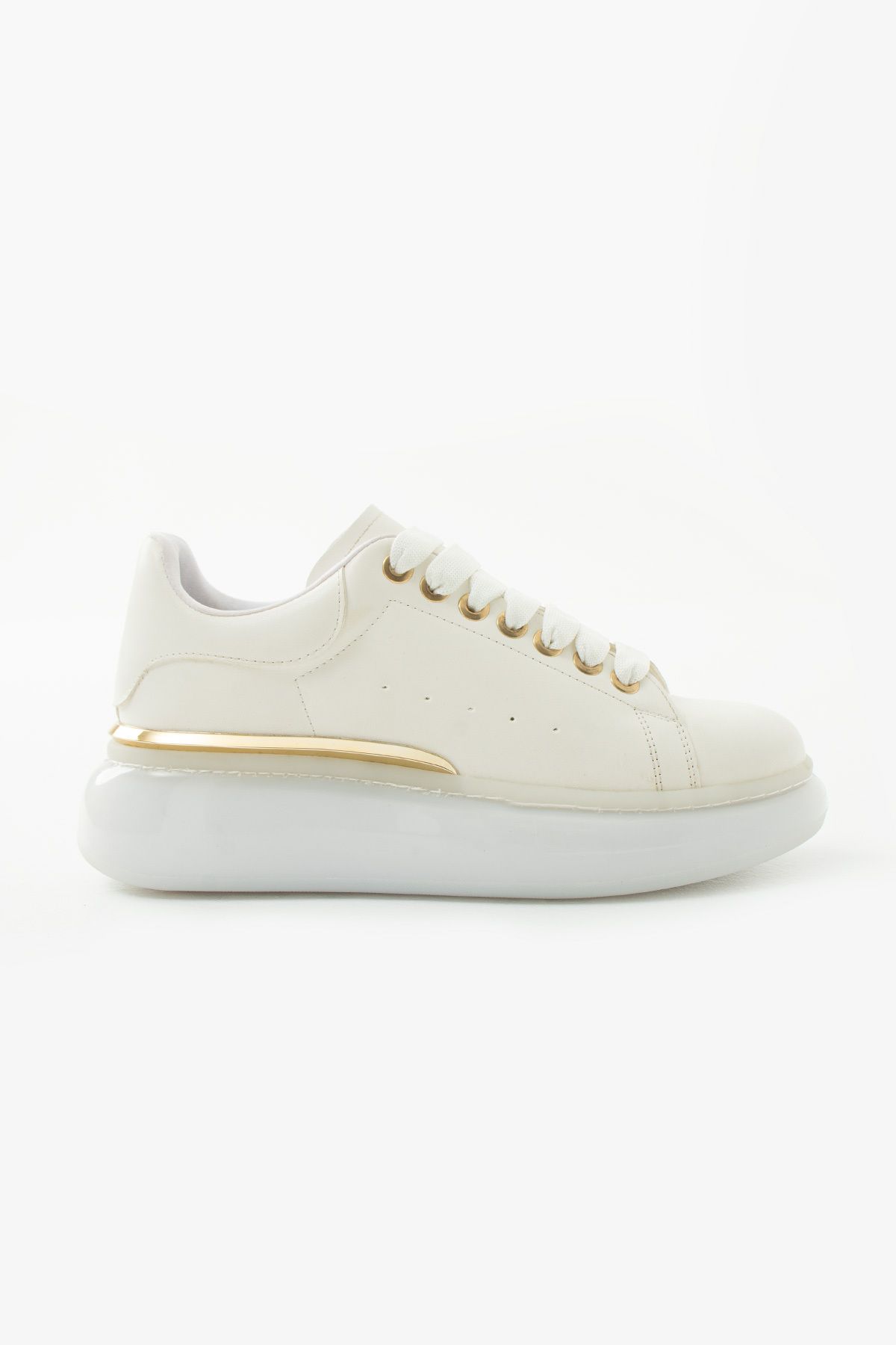 Siena Shoes Mira Kadın Gold Metal Detaylı Sneaker Beyaz
