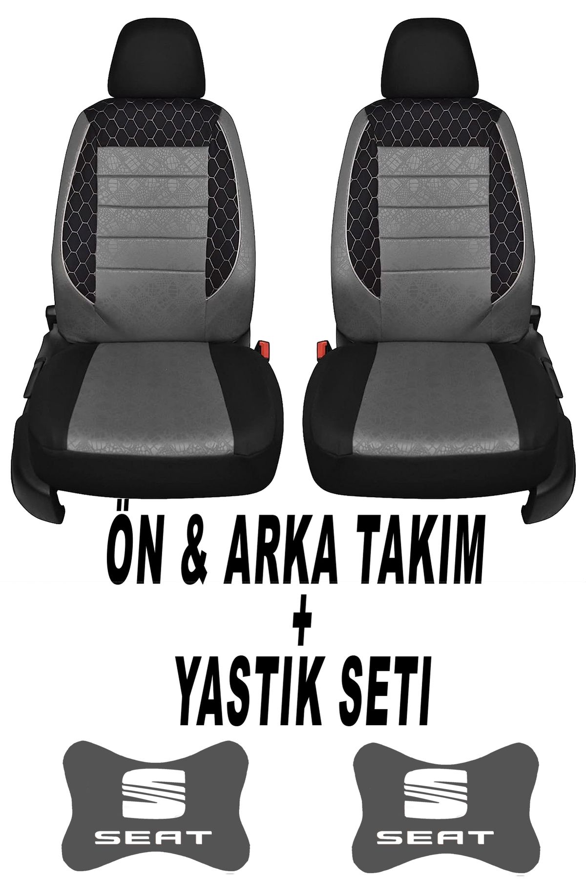 1araba1ev Oto Koltuk Kılıfı Seat Ön Arka Takım + 2 Adet Boyun Yastığı Seti
