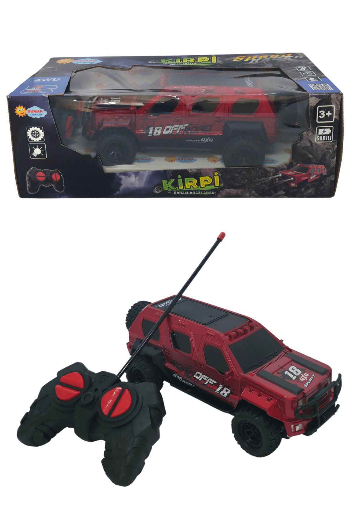 RAF Store Full Fonk. Şarjlı Işıklı Yüksek Hız Uzaktan Kumandalı Araba Kirpi Arazi Aracı 1:20 Ölçek 27Mhz 20 Cm