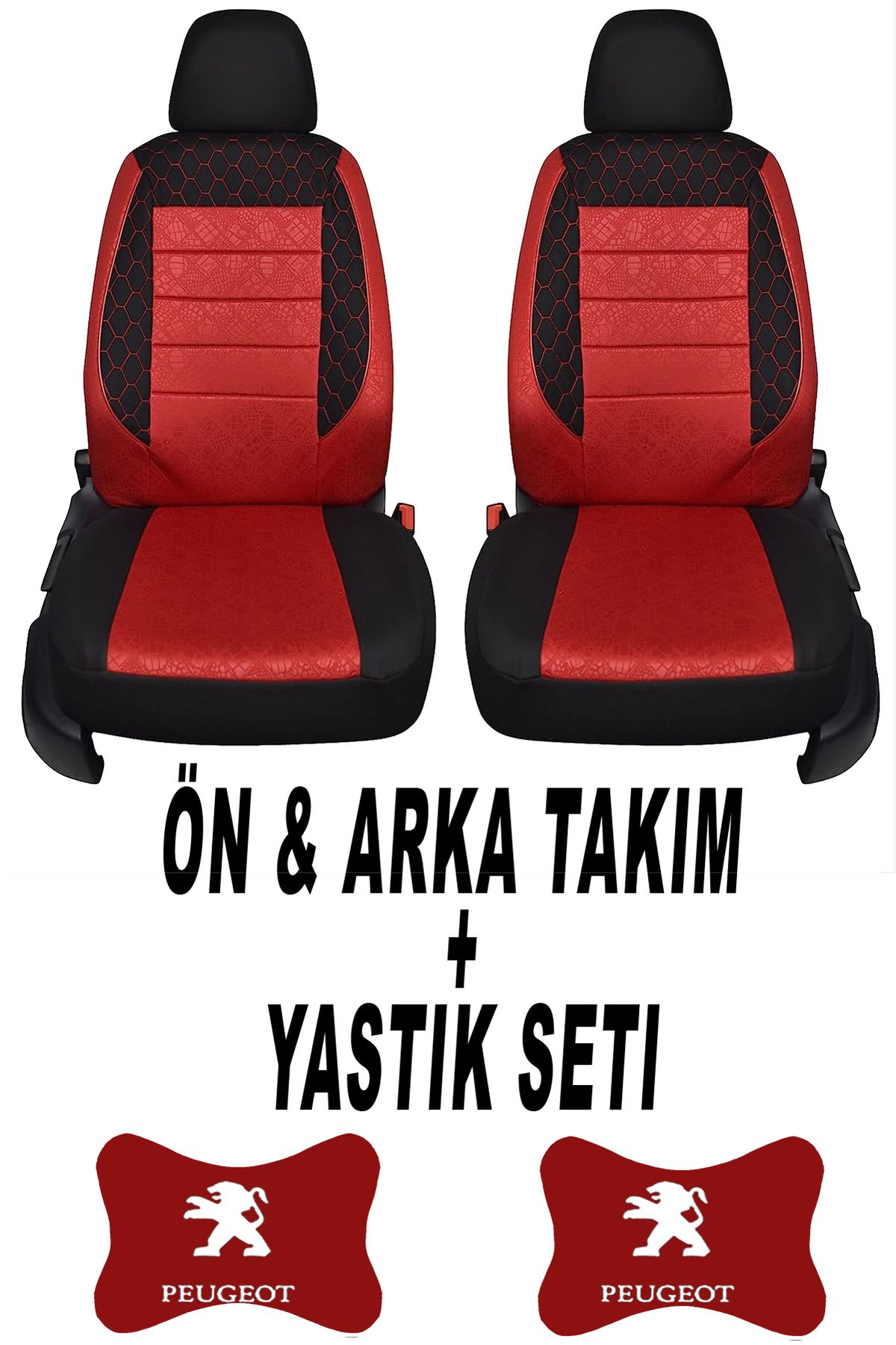 1araba1ev Oto Koltuk Kılıfı Peugeot Ön Arka Takım + 2 Adet Boyun Yastığı Seti