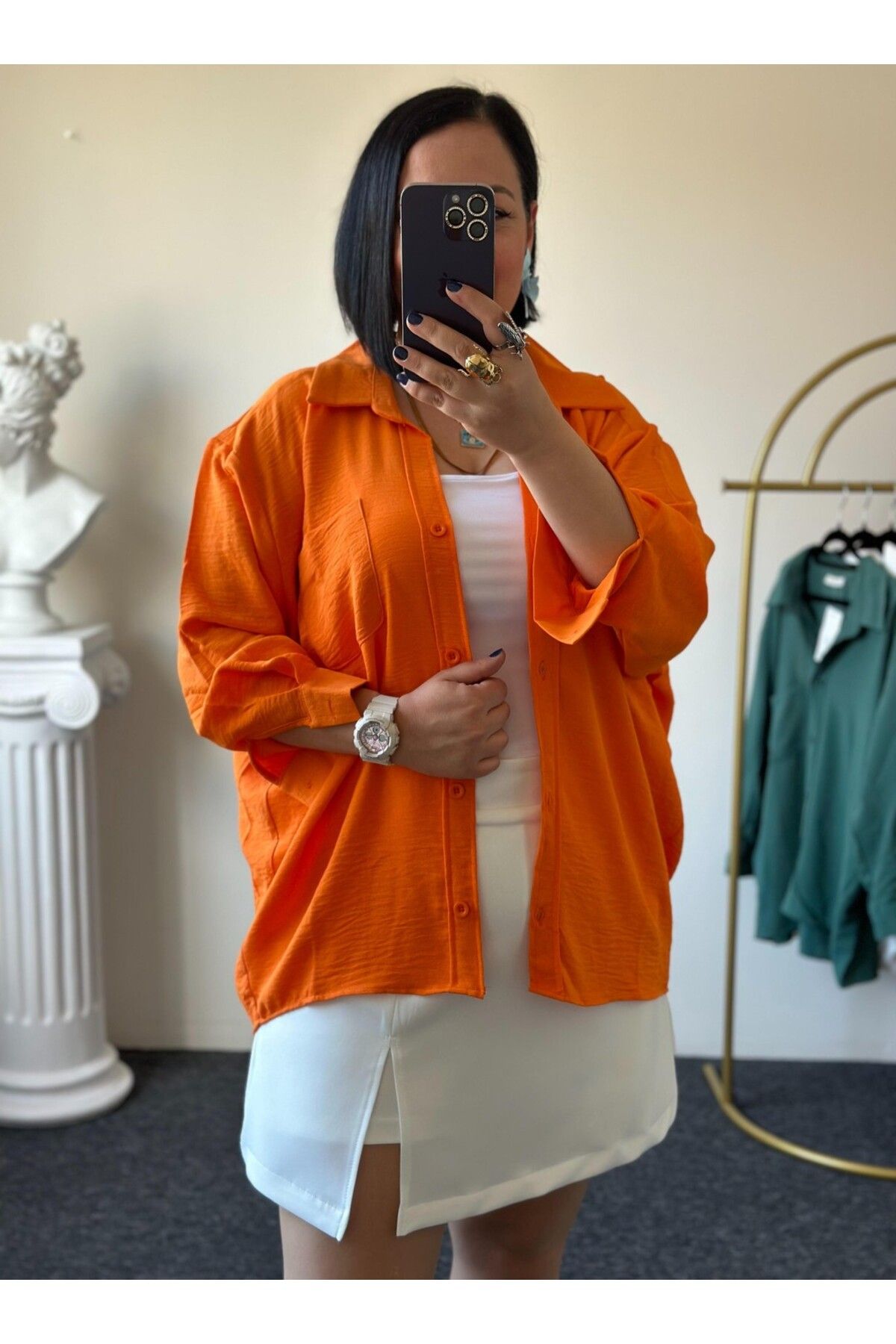 Vio Moda Büyük Beden Basic Salaş Ayrobin Gömlek