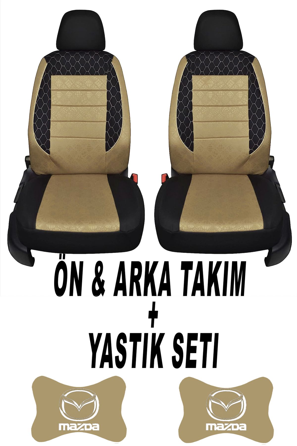 1araba1ev Oto Koltuk Kılıfı Mazda Ön Arka Takım + 2 Adet Boyun Yastığı Seti