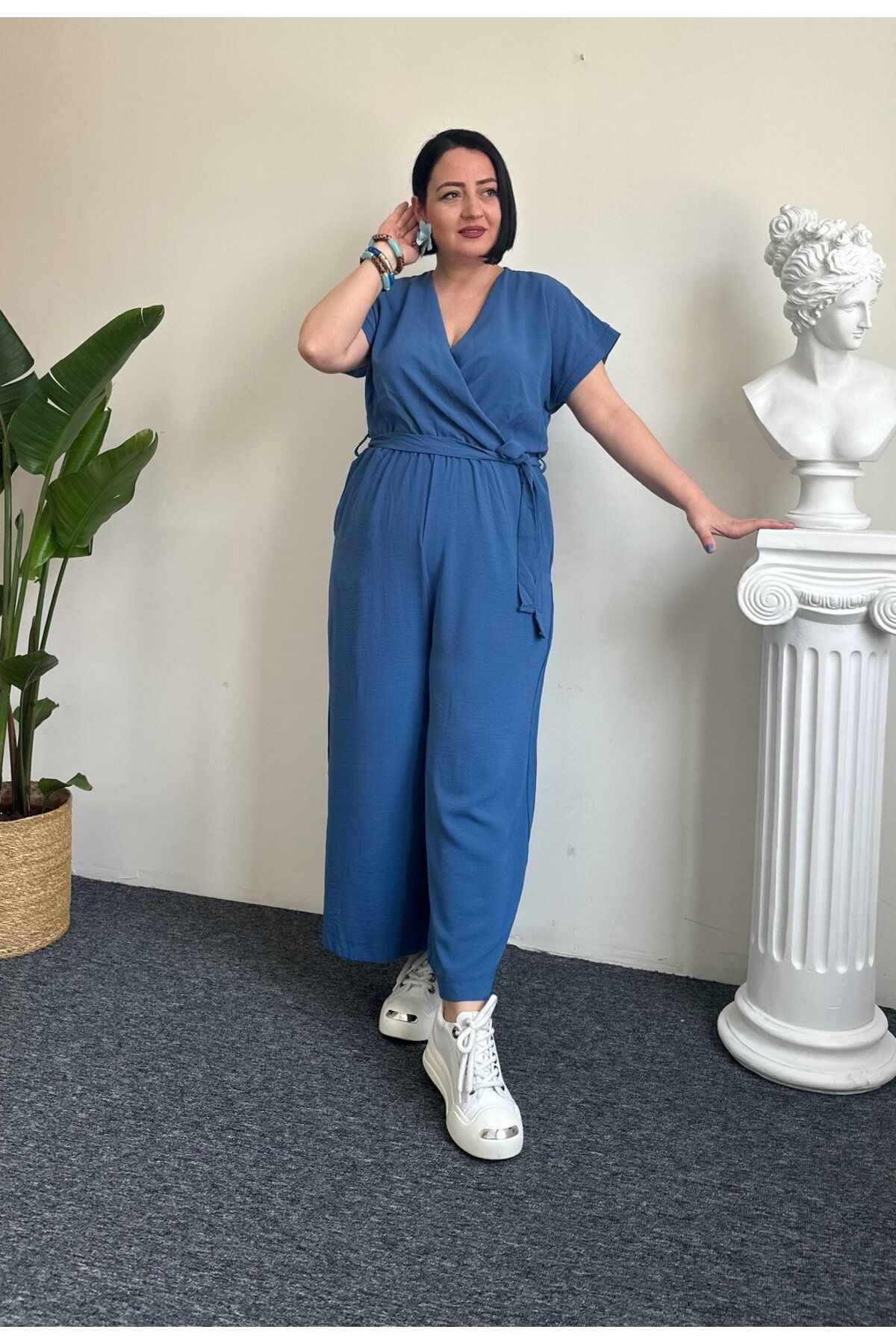 Vio Moda Büyük Beden Ayrobin Tulum