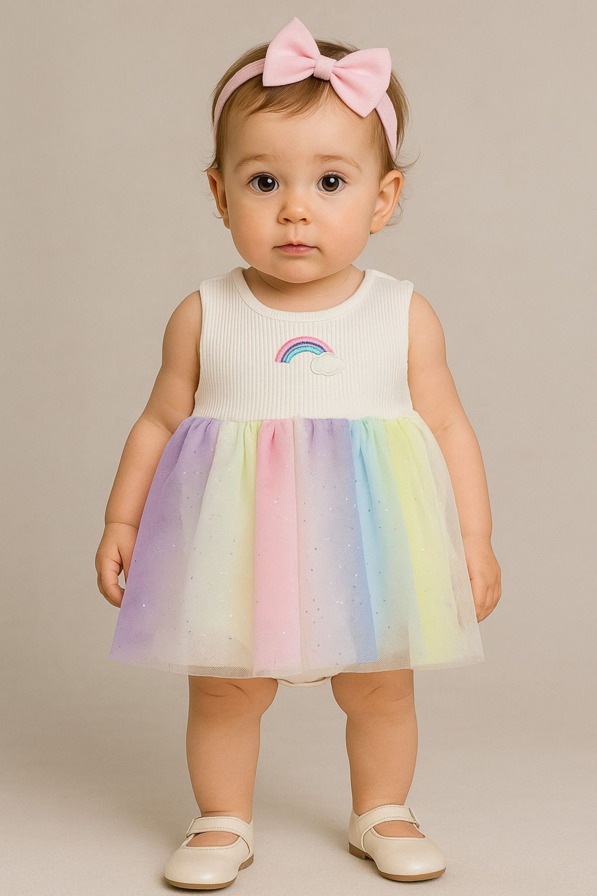 MİNİKANKA Mini Kanka Kız Bebek 0-24 Ay Tül Etekli 100%100 Pamuk Zıbınlı Kız Bebek Elbise