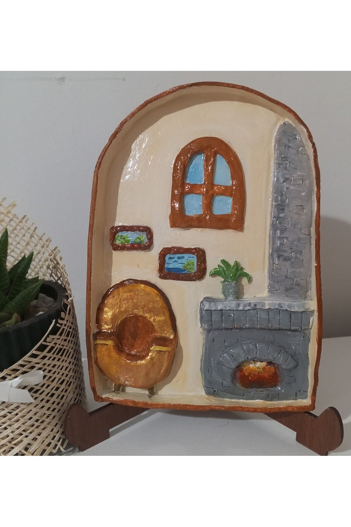 Sarisa Fairy Door Seramik El Yapımı Hediye ve Ev Dekorasyon Obje