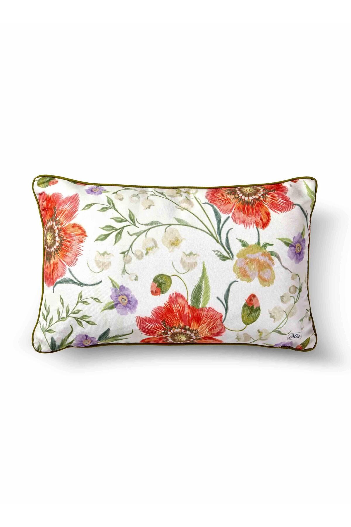 The Mia FLORAL BEYAZ ÇİÇEKLİ YASTIK 50x30cm