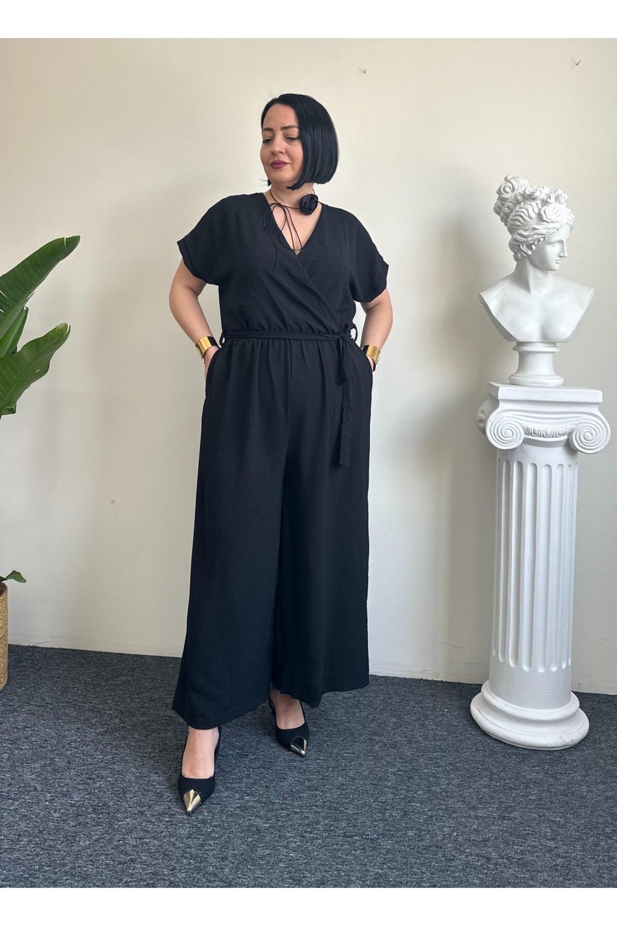 Vio Moda Büyük Beden Ayrobin Tulum