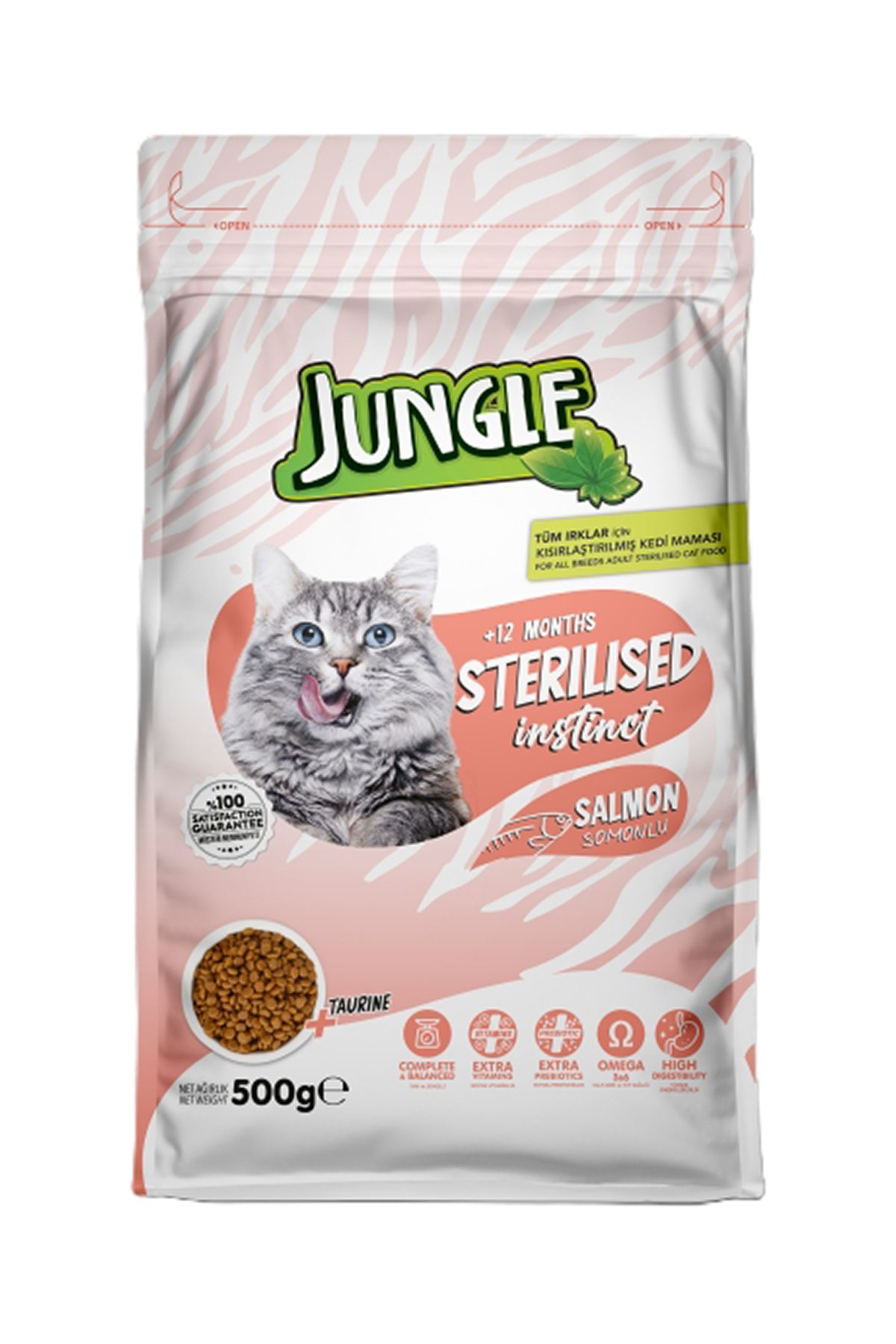 Jungle 500 GR KURU KEDİ MAMASI YETİŞKİN STERİLESED SOMONLU
