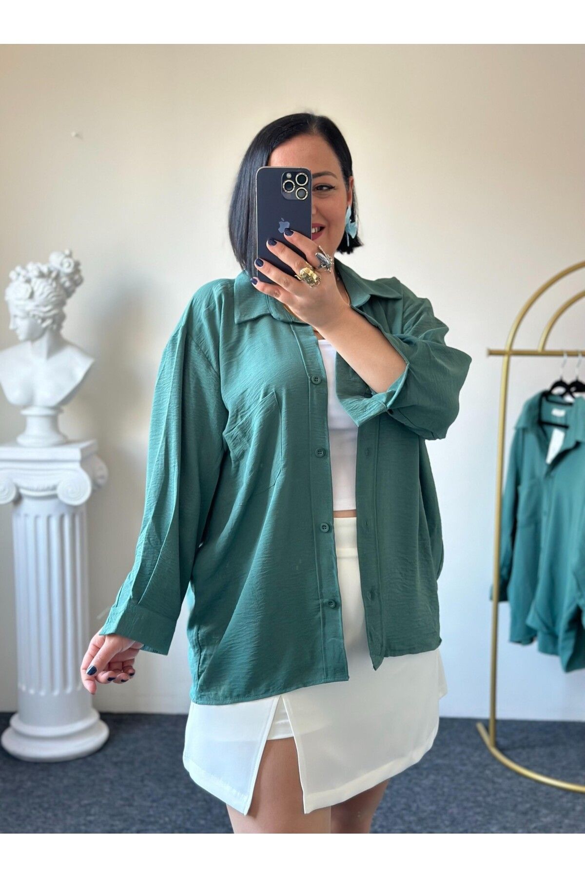 Vio Moda Büyük Beden Basic Salaş Ayrobin Gömlek