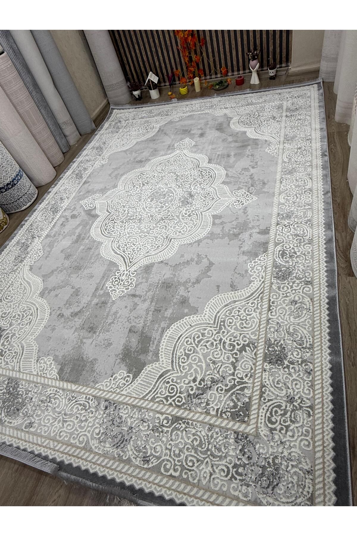 Nehir Gri Modern Desenli Halı