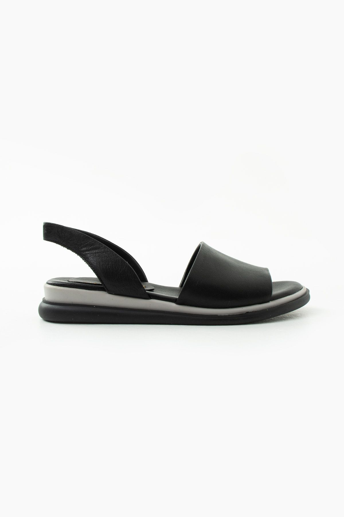 Siena Shoes Klee Kadın Tek Bant Hakiki Deri Sandalet Siyah