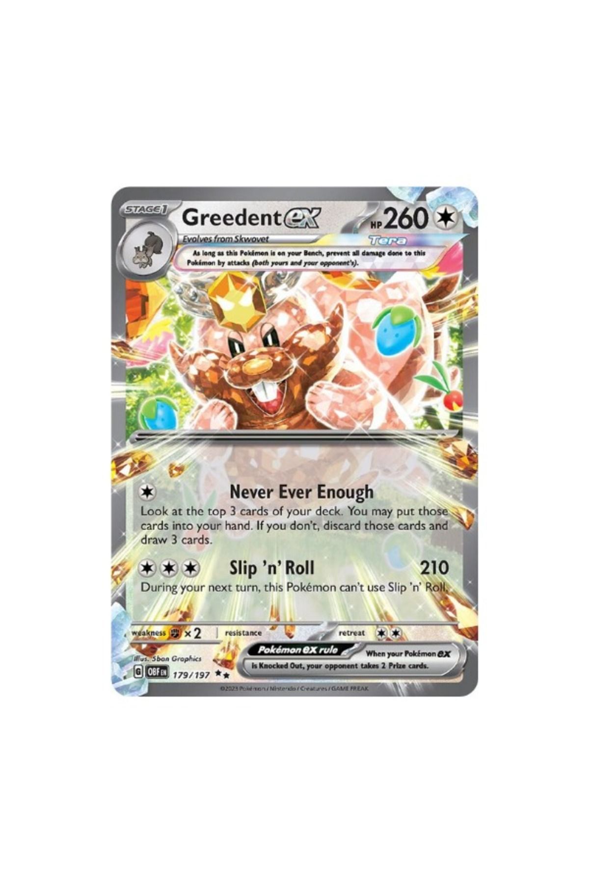 Pokemon TCG Obsidian Flames Greedent Ex 179/197