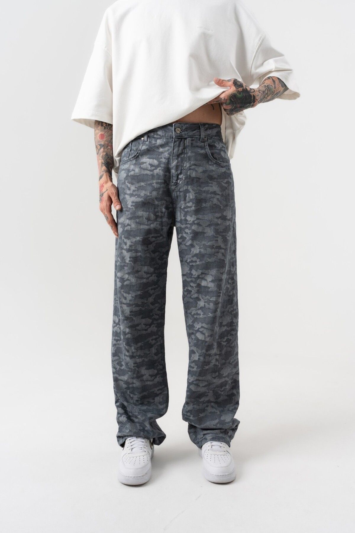 go gang own Cloud Nakış Detaylı Jean Baggy Pantolon