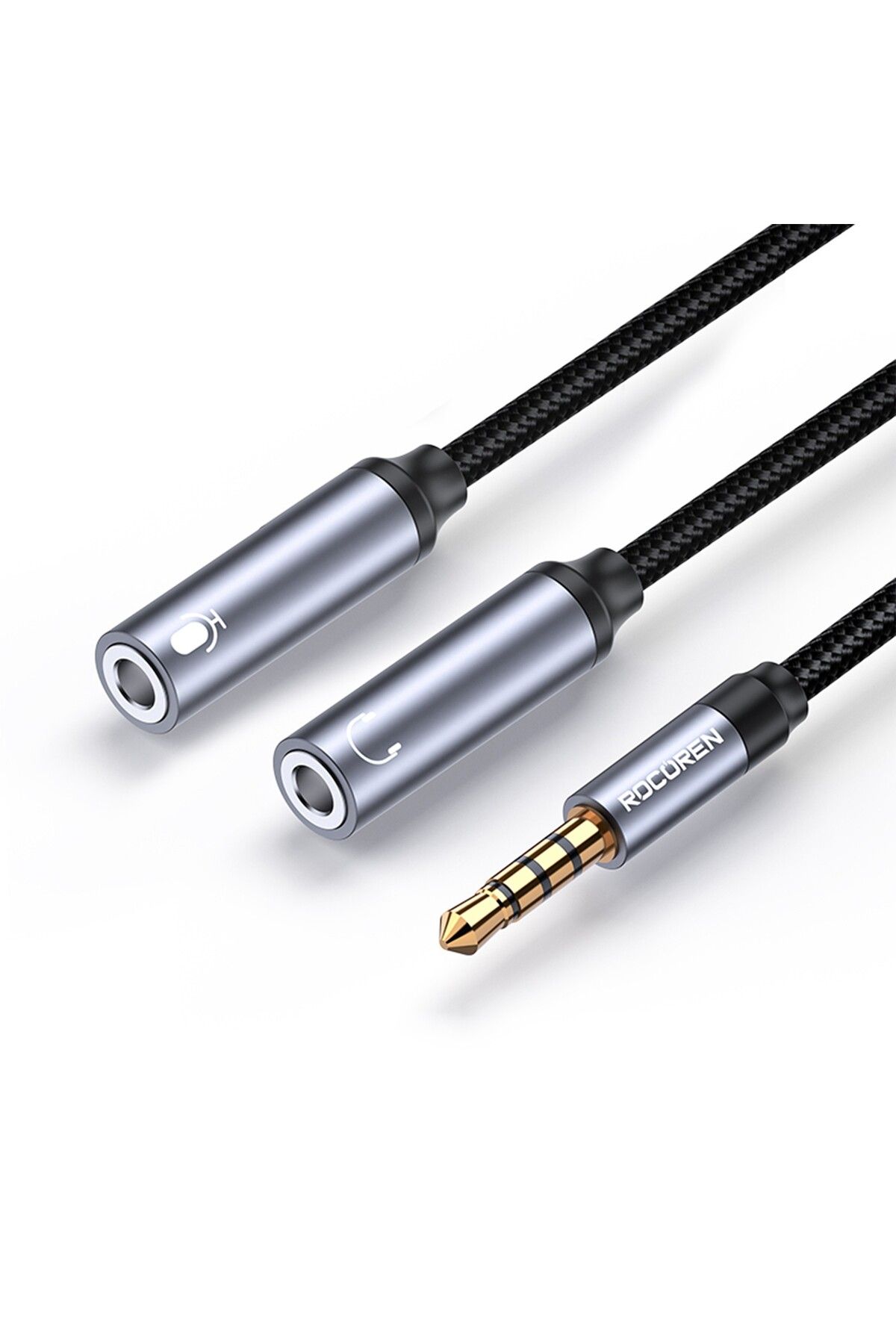 Rocoren Hi-Fi TRRS Mikrofon ve Kulaklık Birleştirici 3.5mm Y Jack Kablo