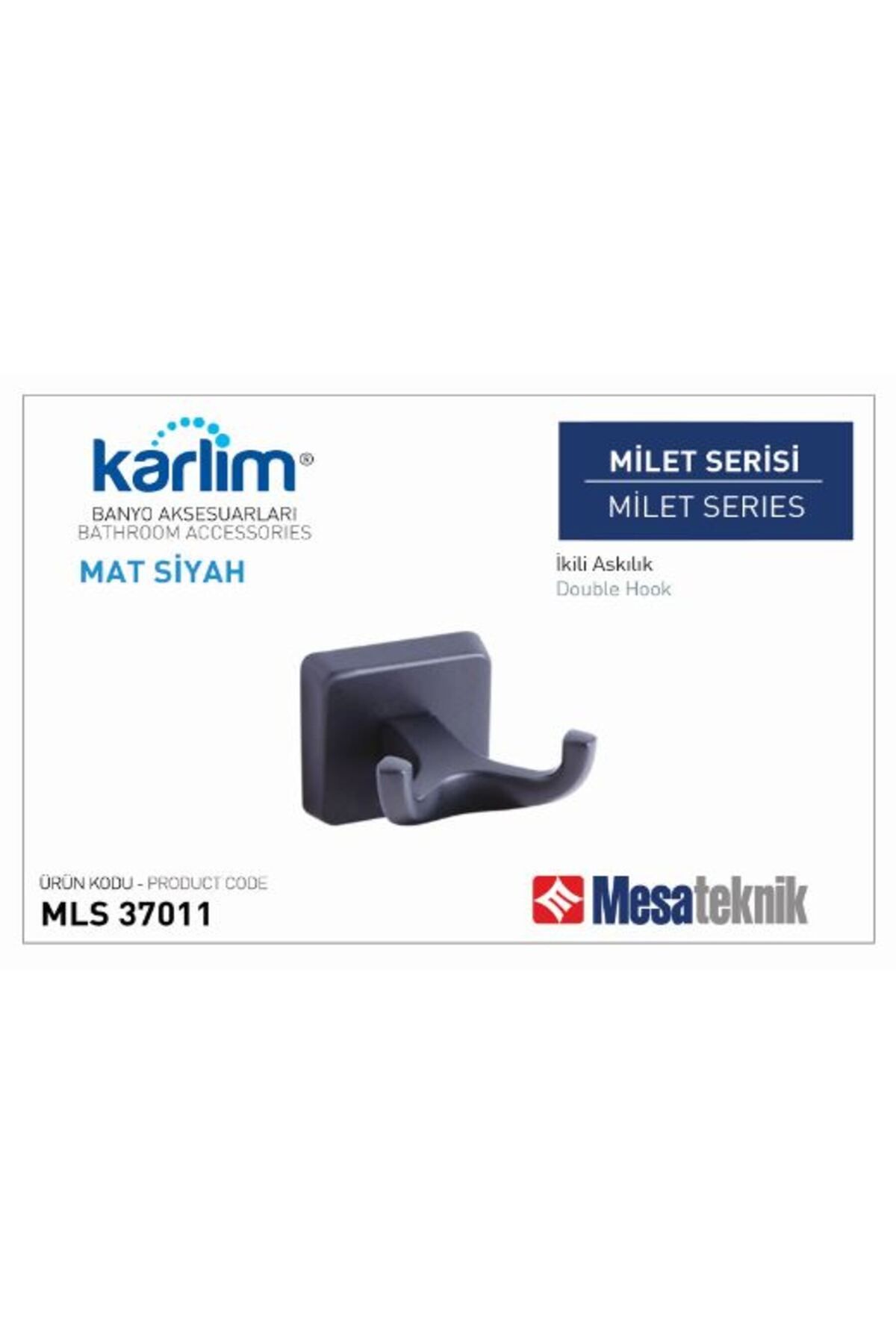 Mesateknik MİLET MAT SİYAH İKİLİ ASKILIK