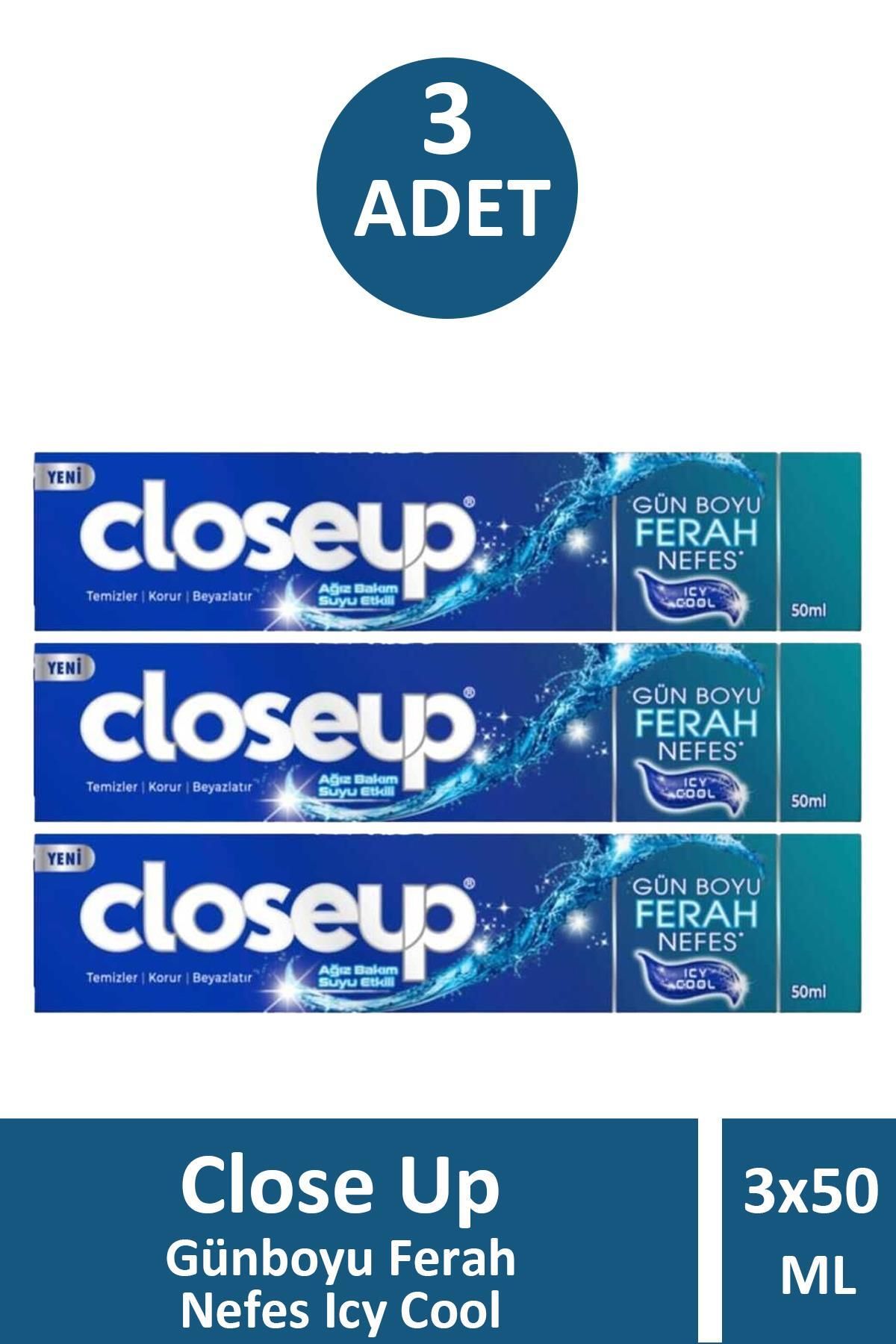 Closeup Close Up Günboyu Ferah Nefes Icy Cool 50 ml 3 Adet