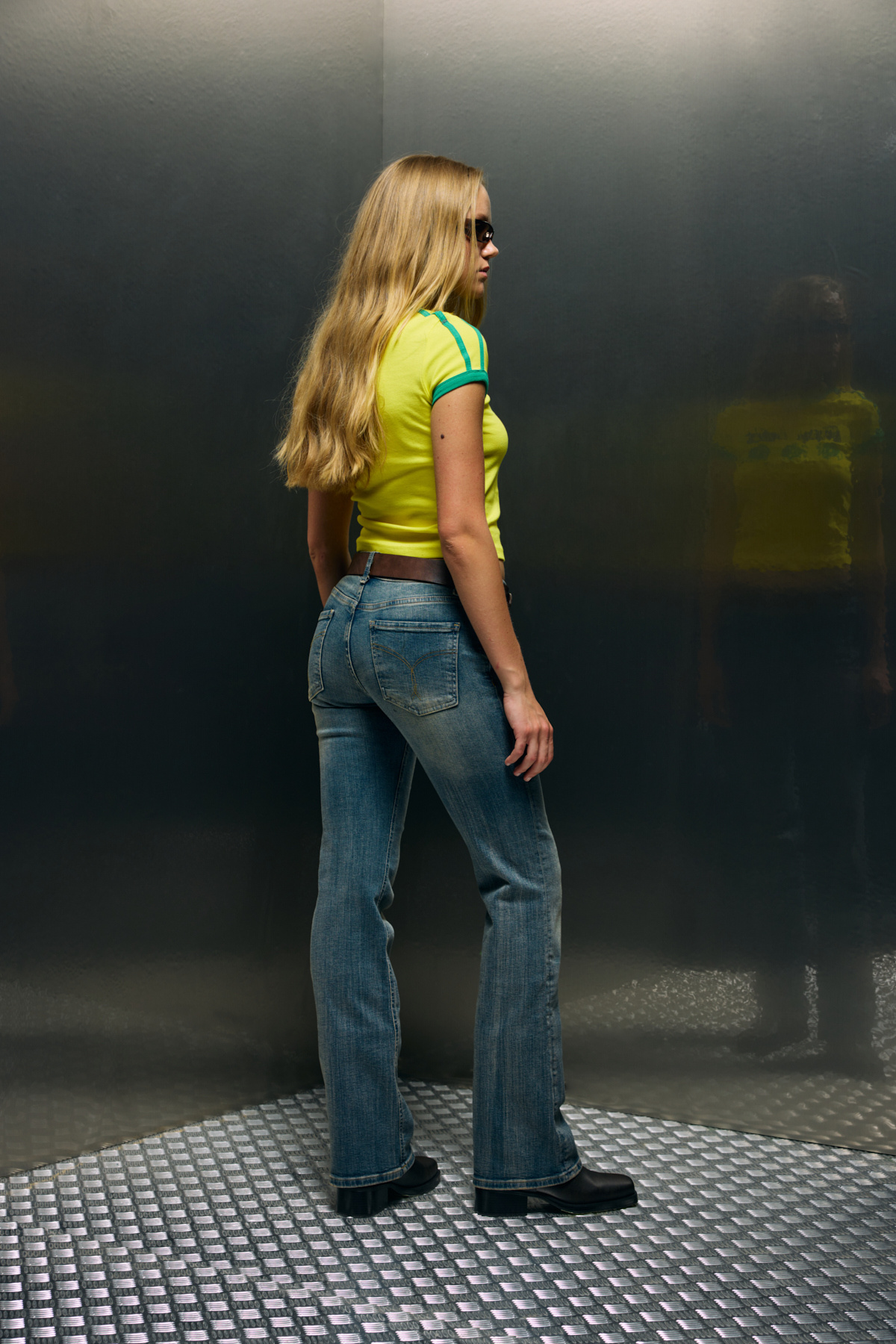 bases.  Bootcut İspanyol Paça Düşük Bel Jean - Görsel 8