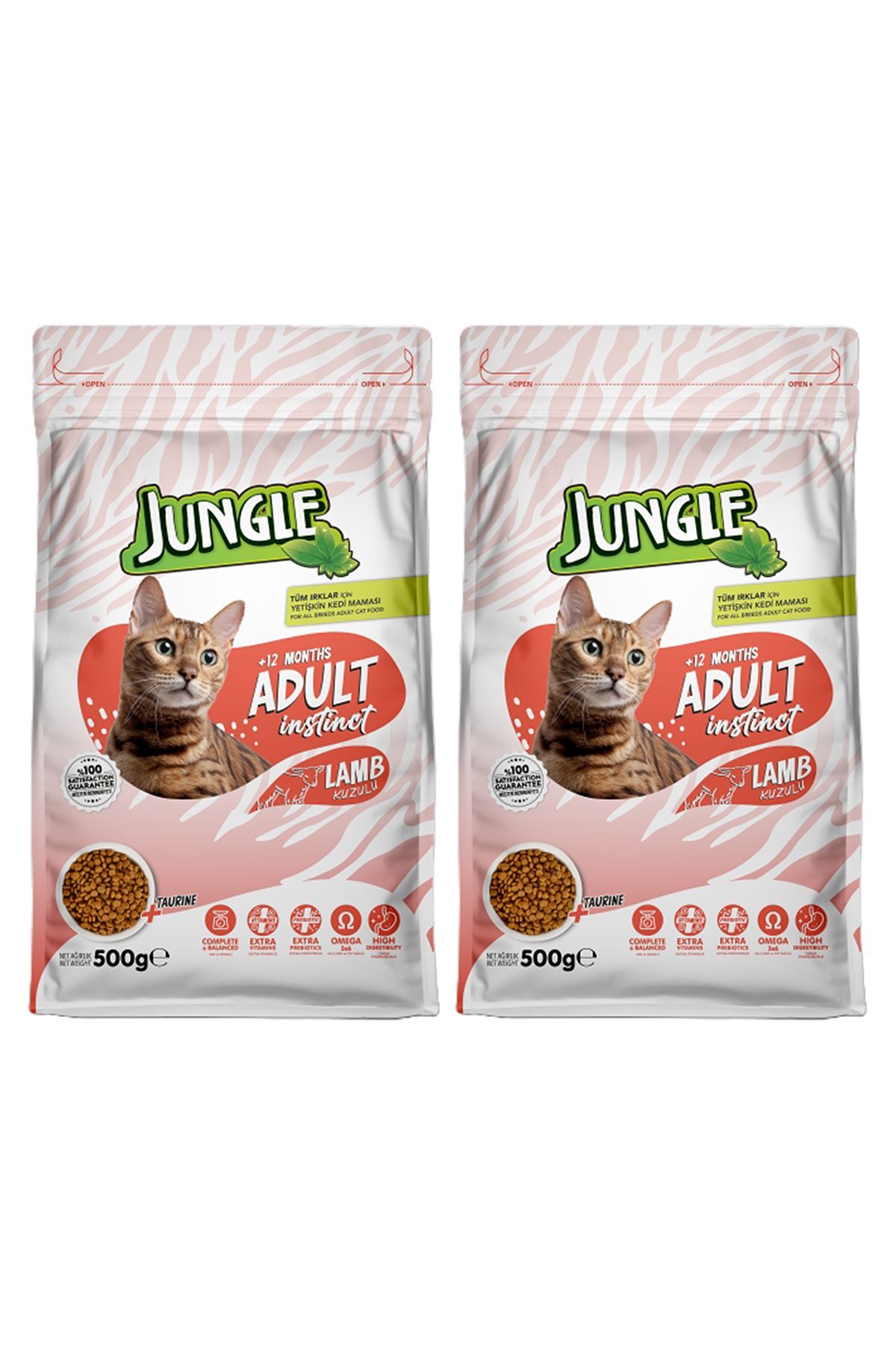 Jungle 500 GR KURU KEDİ MAMASI YETİŞKİN KUZU ETLİ 2'LÜ