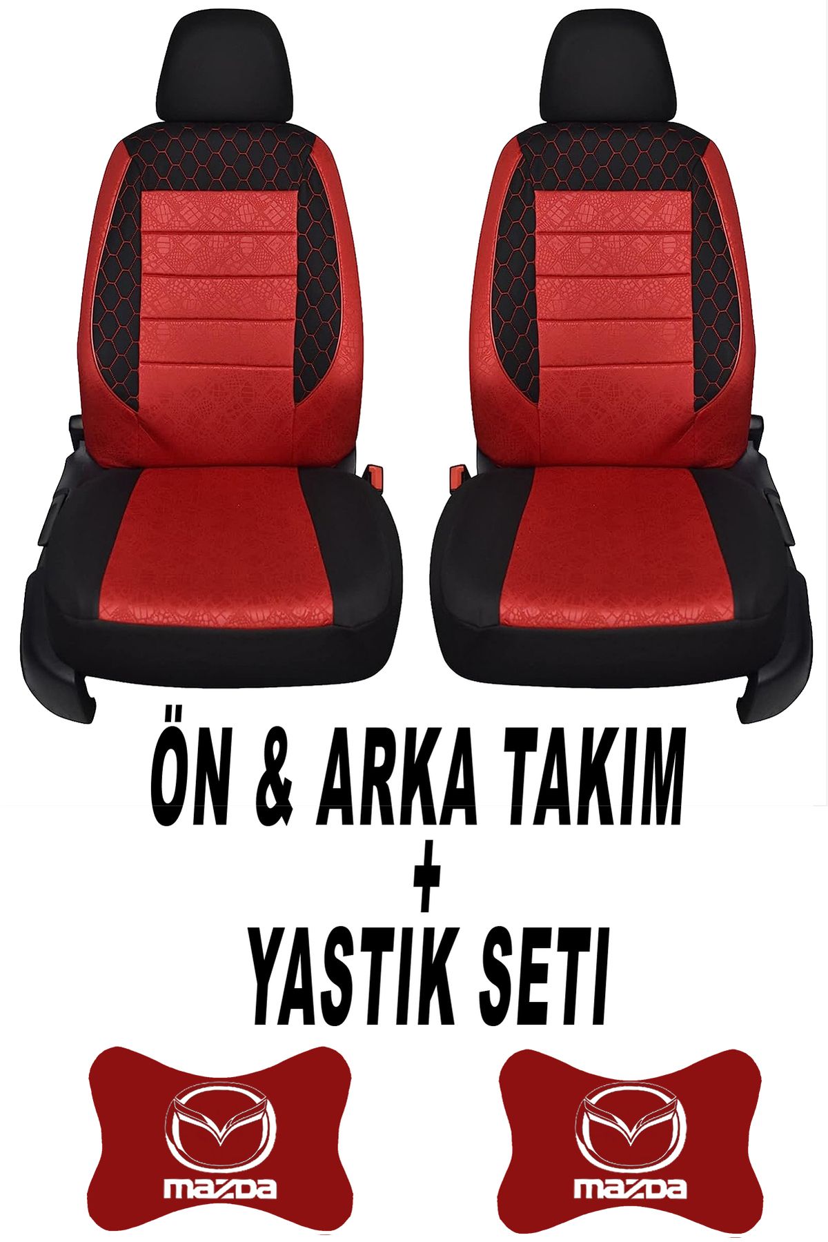 1araba1ev Oto Koltuk Kılıfı Mazda Ön Arka Takım + 2 Adet Boyun Yastığı Seti
