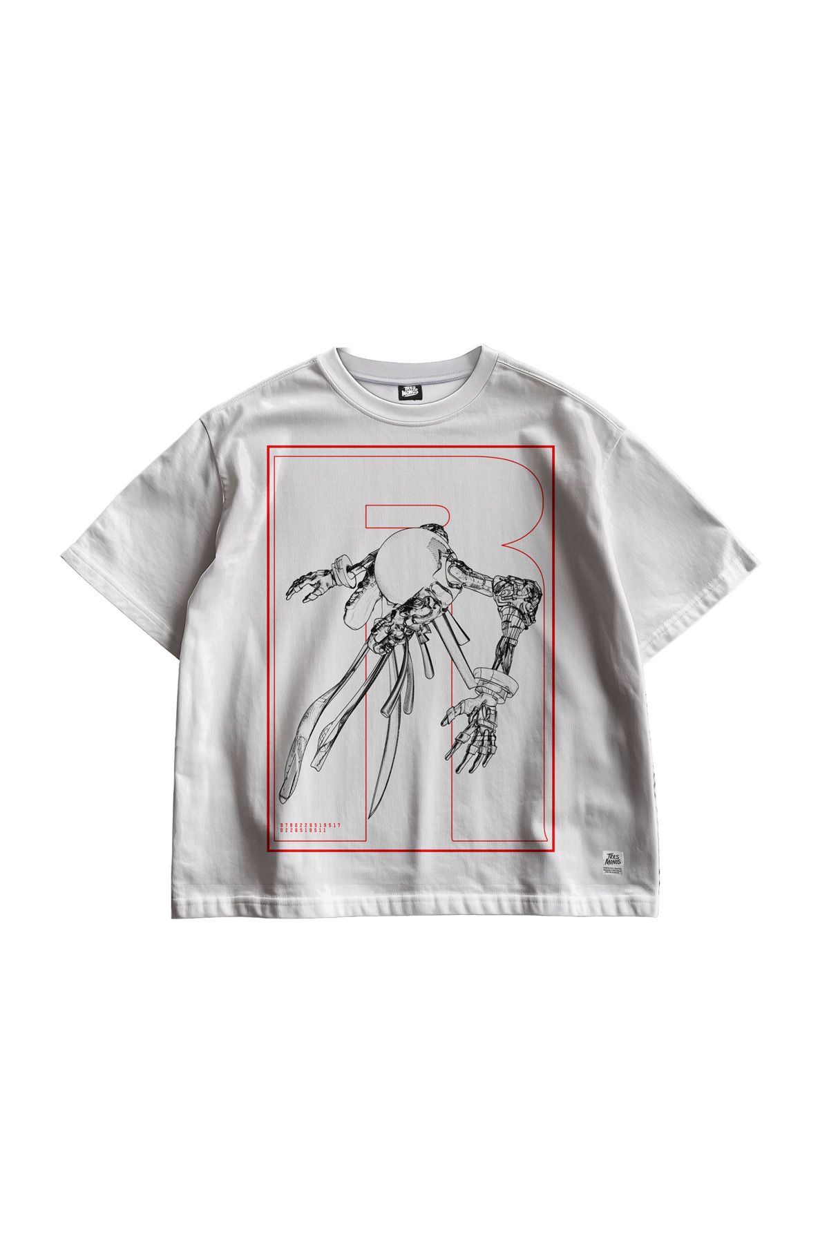 TresMonos Cybernetic Ruin Baskılı Oversize Kısa Kollu Pamuklu Unisex Beyaz Tişört