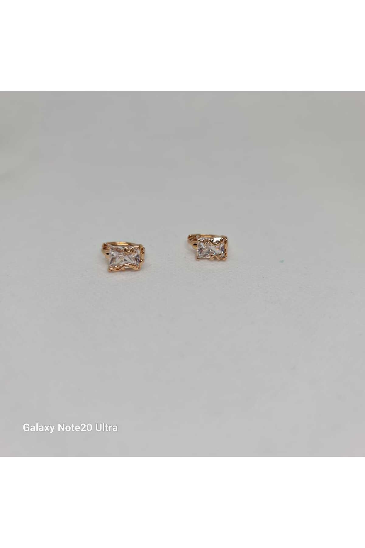 Store 316L Zirkon Taşlı Paslanmaz Çelik Gold Küpe