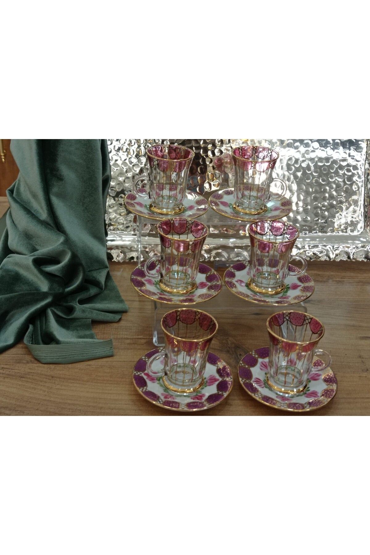 Saray Ottoman handicraft El Dekor El Boyaması Roma Çay Seti