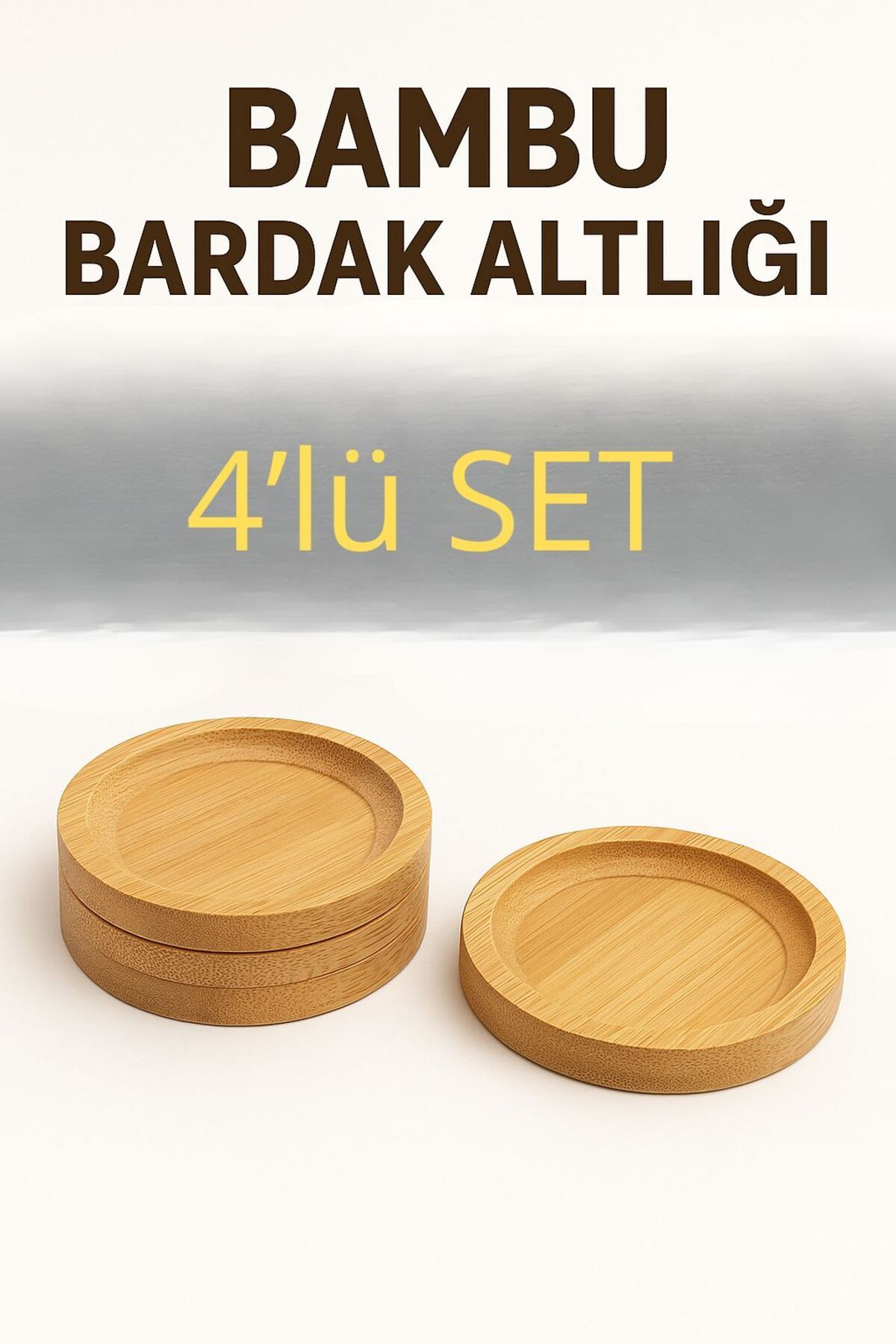 Kelepir Fırsatlar 4’lü Doğal Bambu Bardak Altlığı Seti