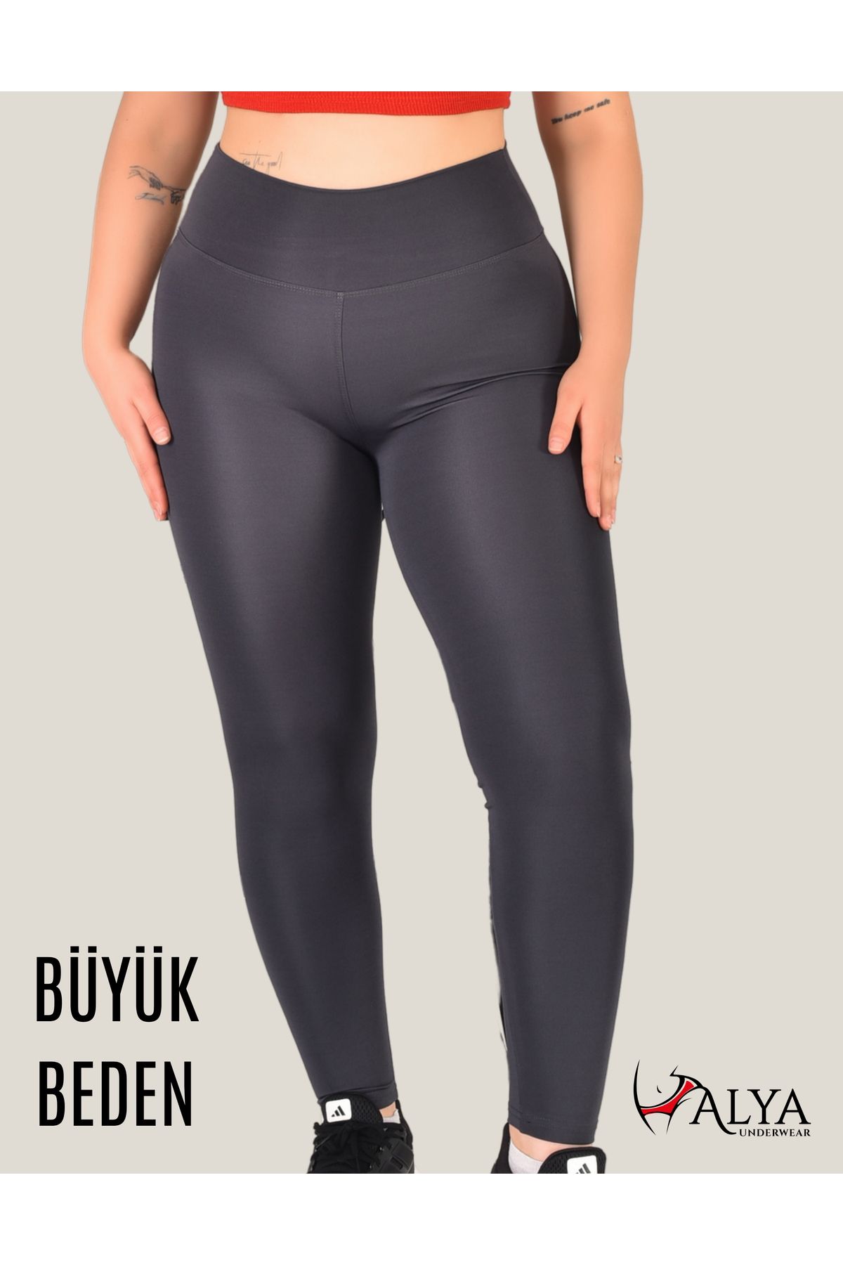 ALYA UNDERWEAR Büyük Beden Tayt Dalgıç Kumaş Yüksek Bel