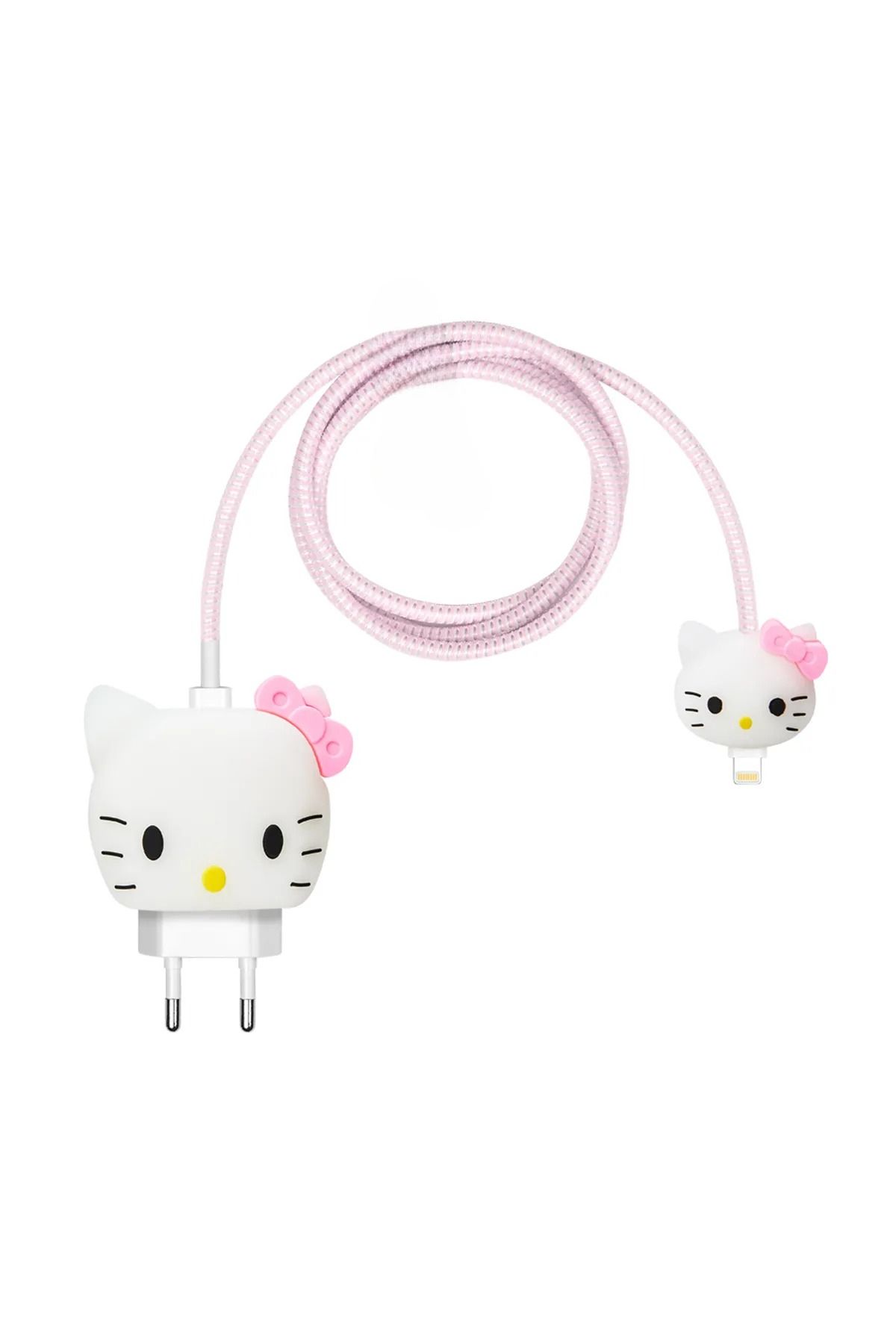KAZEMTECH İphone 18w/20w Uyumlu Hello Kitty Temalı Şarj Aleti Kılıfı, Şarj Kablosu ve Adaptör Koruma Aparatı