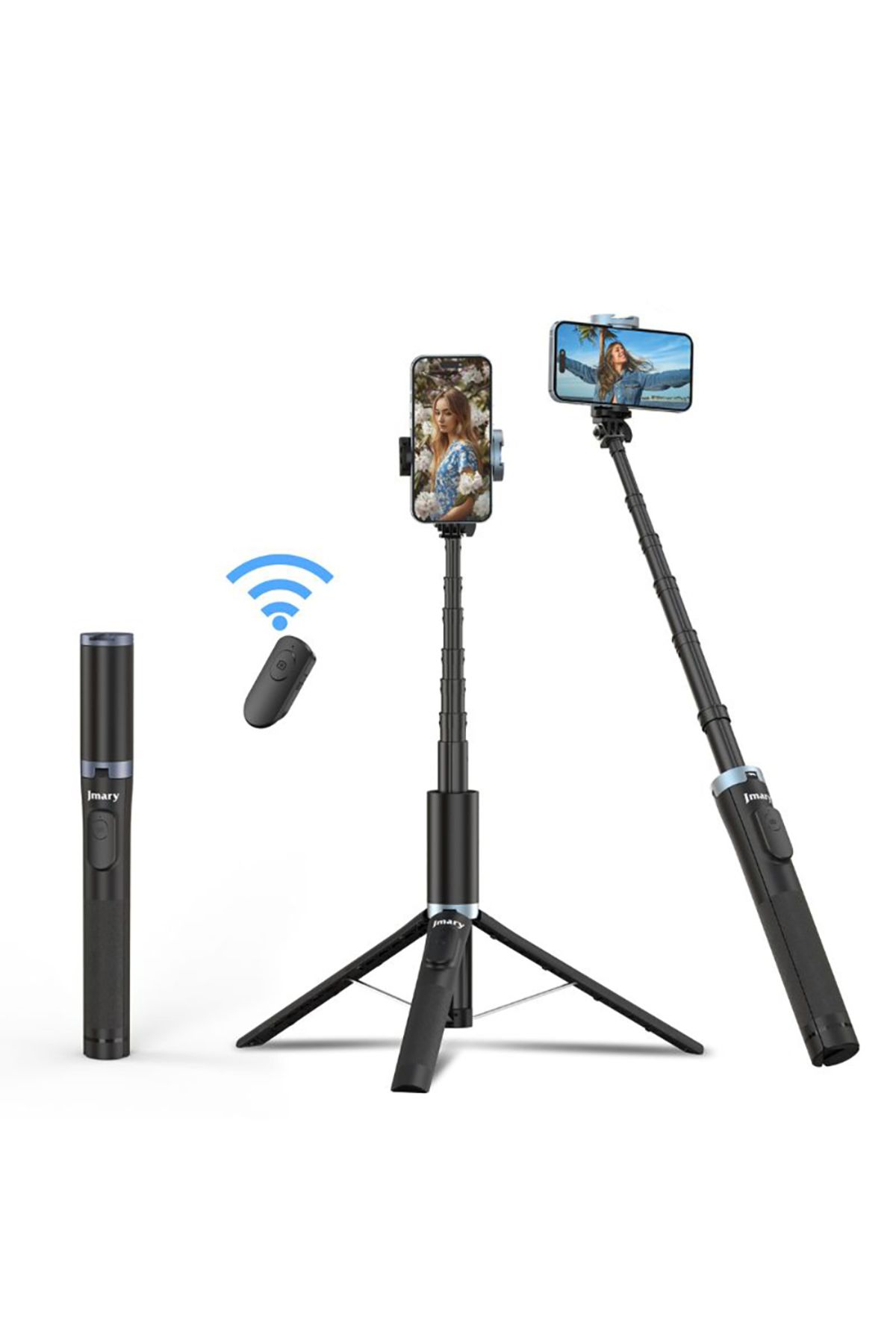 Jmary KT-259 Tripod ve Selfie Çubuğu 360 Derece Dönebilen Kablosuz Kumandalı Siyah