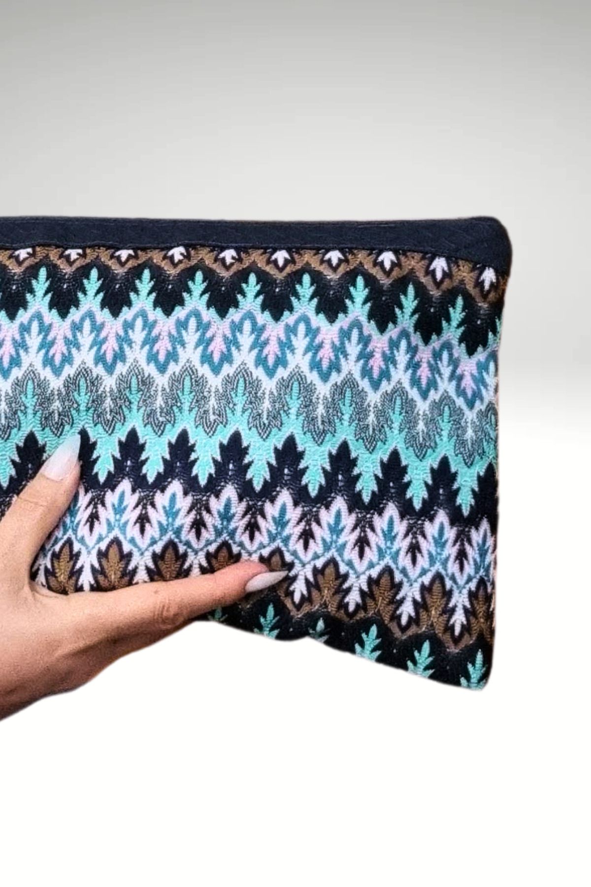KRIMO Kadın Kumaş Çok Renkli Portföy Clutch Çanta El Çantası