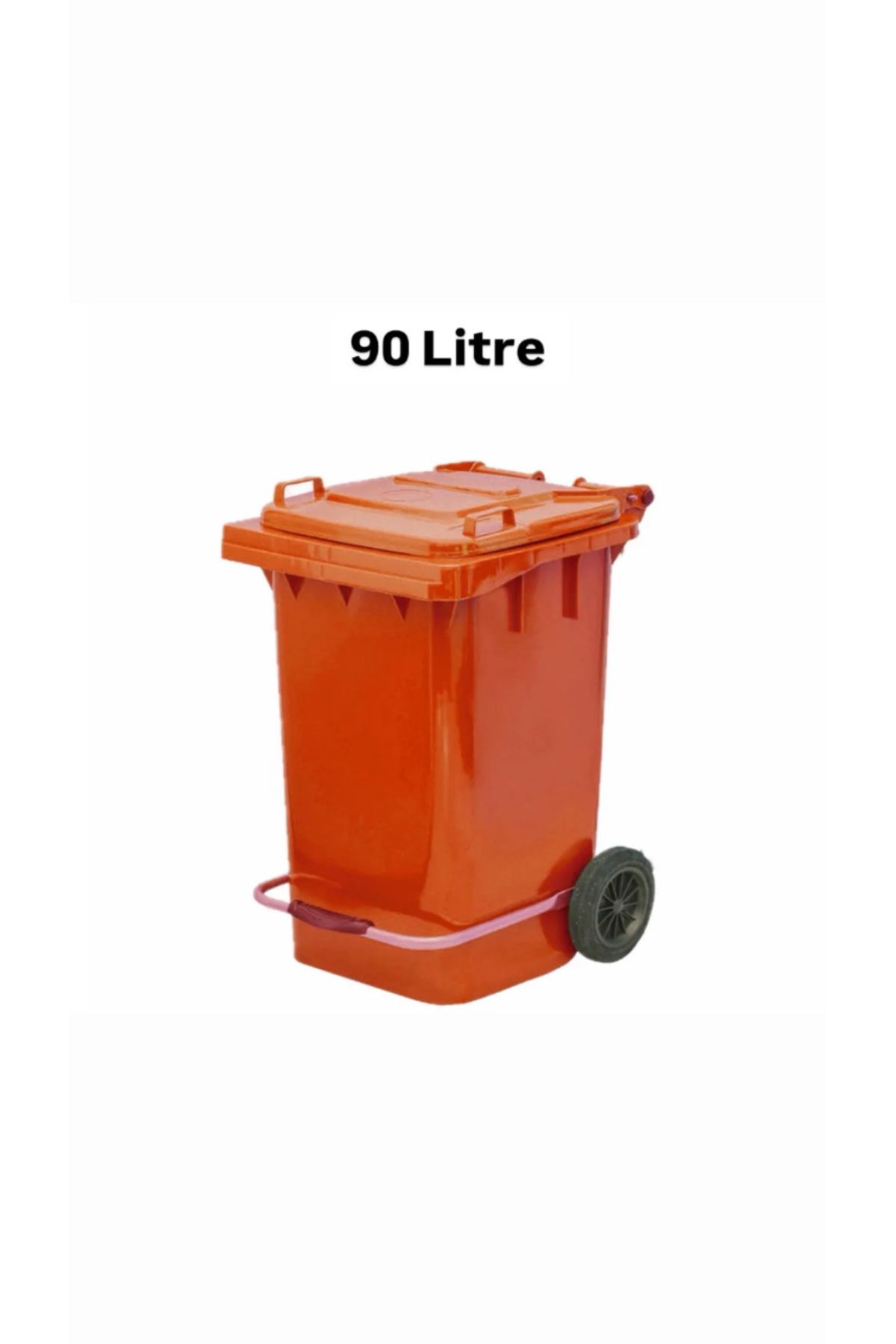 ELCY 90 Litre Tıbbi Atık Plastik Pedallı Çöp Konteyneri Turuncu Isıya Karşı Dayanıklı A Kalite