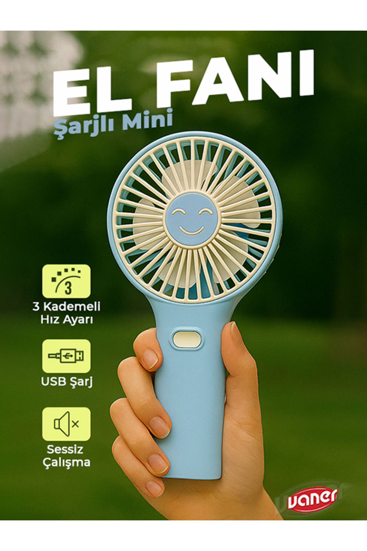 VANER Şarjlı Mini El Fanı Ve Masa Fanı Soğutucu Pervane Taşınabilir Şarj Edilebilir