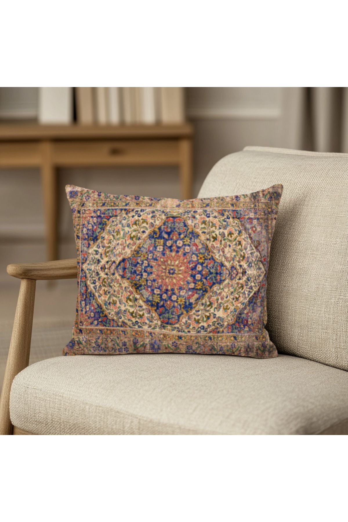 TURKISHRUG KINGDOM Klasik İran Halısı Desenli Çift Taraflı 43x43 cm Dekoratif Kırlent Kılıfı
