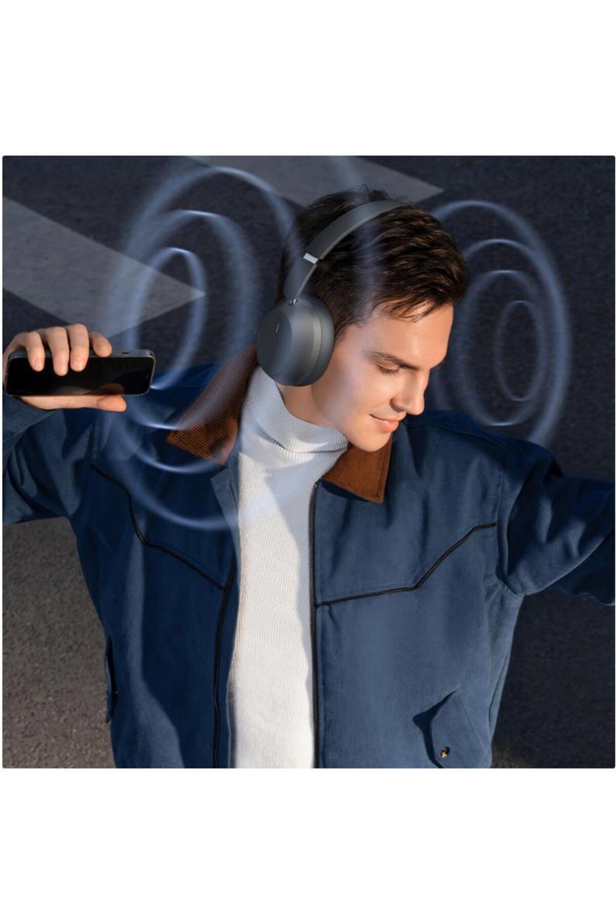 Baseus-Baseus Bass 35 Max Stereo Headphones, Bluetooth, A2DP (Grey) 6