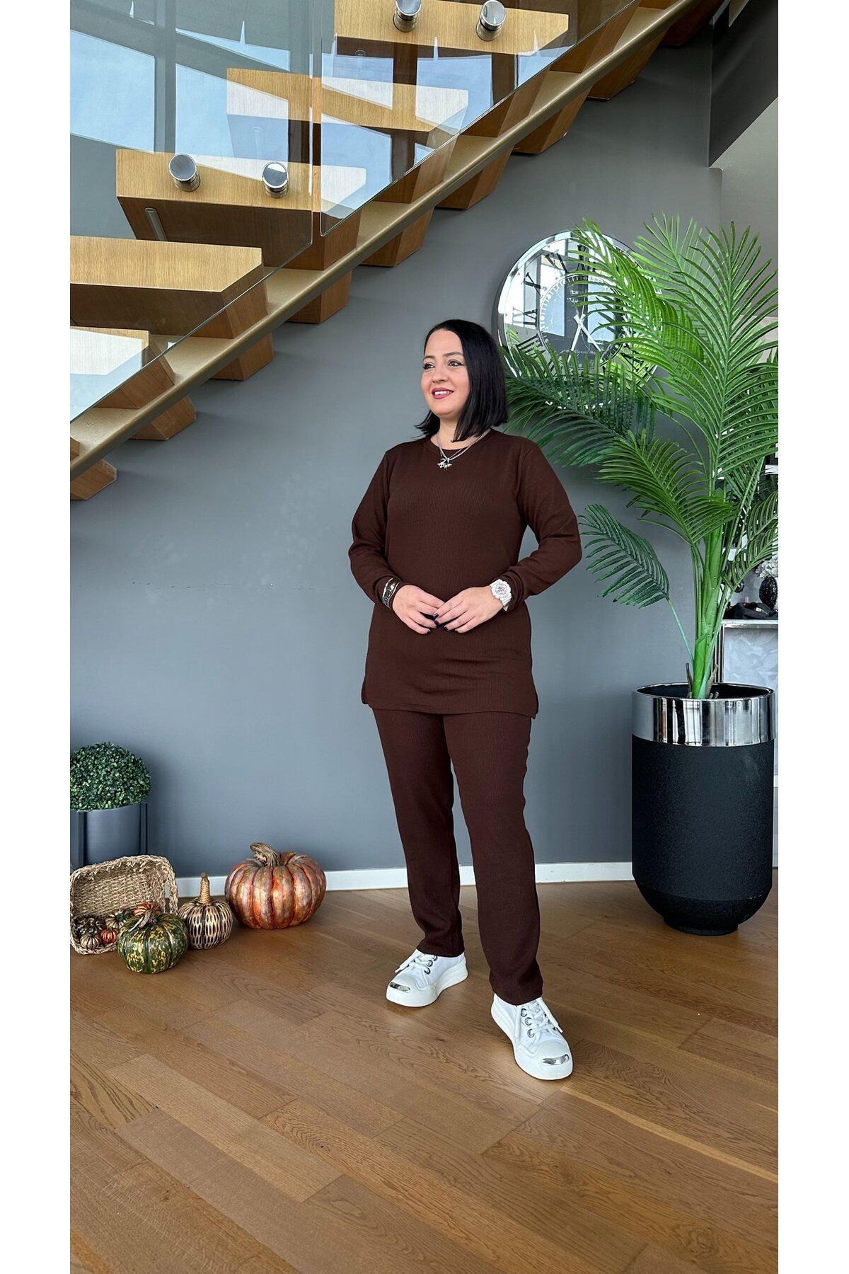 Vio Moda Büyük Beden Burgu Desen Takım