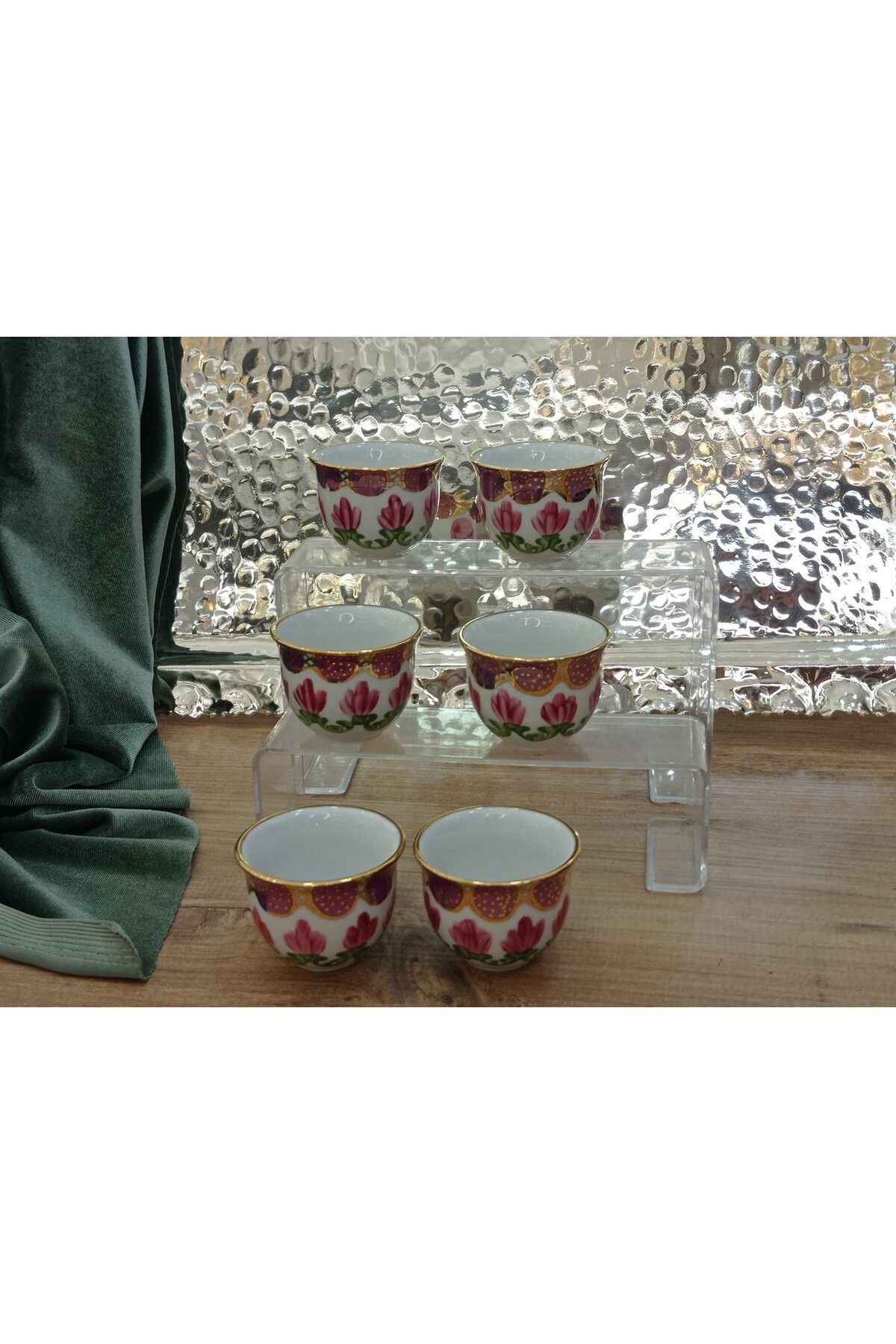 Saray Ottoman handicraft El Dekor El Boyaması Roma Mırra Kahve Fincan Seti