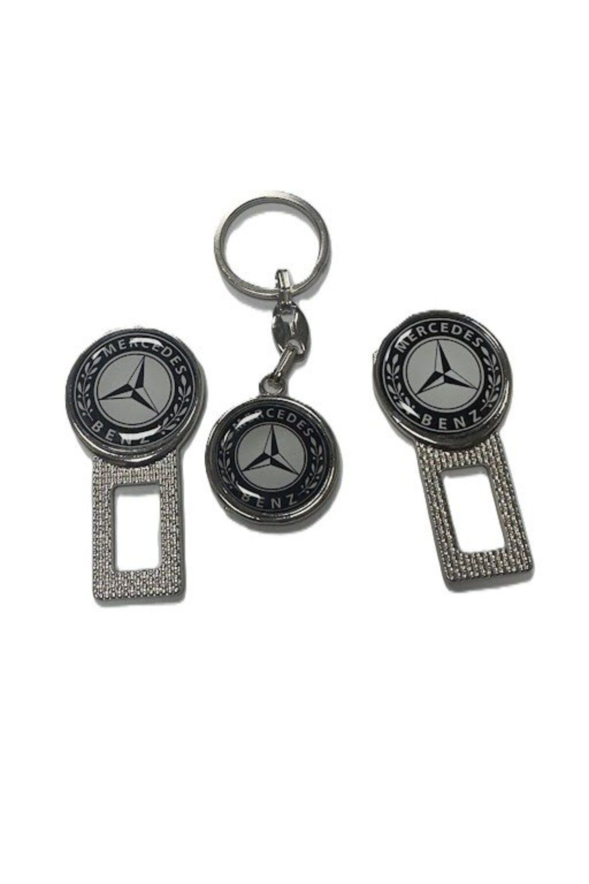 STİLİX GARAGE Mercedes Logolu Metal Toka 2 Adet Anahtarlık 1 Adet