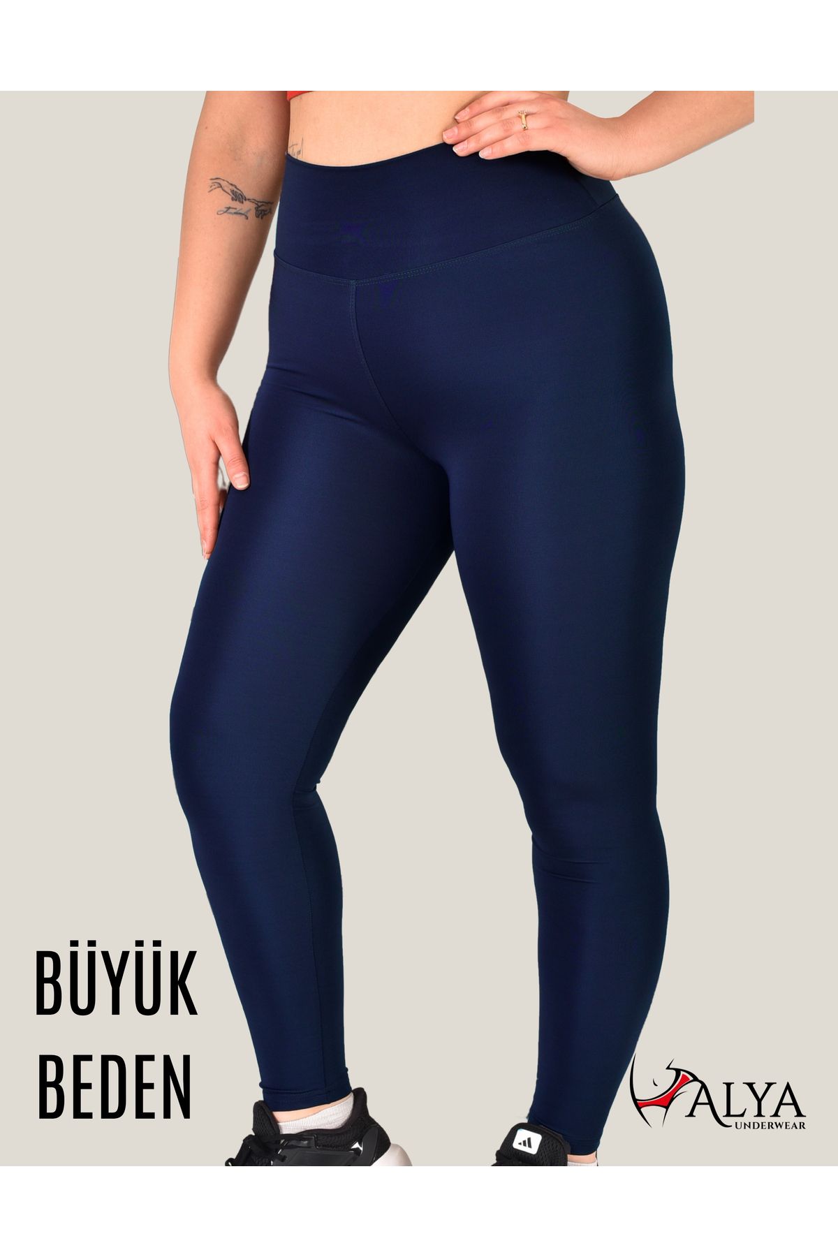 ALYA UNDERWEAR Büyük Beden Tayt Dalgıç Kumaş Yüksek Bel