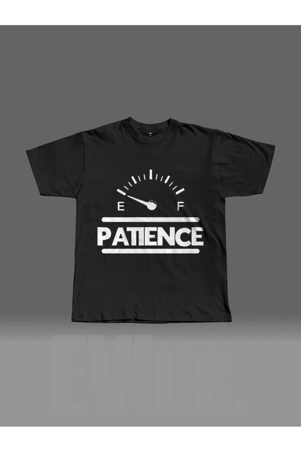 EVIus Oversize Patience Baskılı Bisiklet Yaka T-Shirt