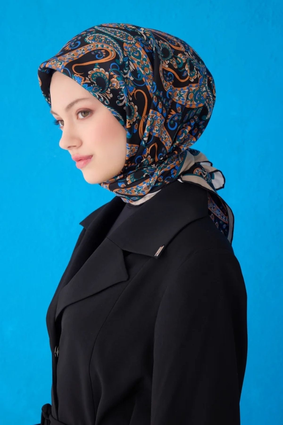 Belli Twill İpek Eşarp 4101D Etnik Desen Çok Renkli 4