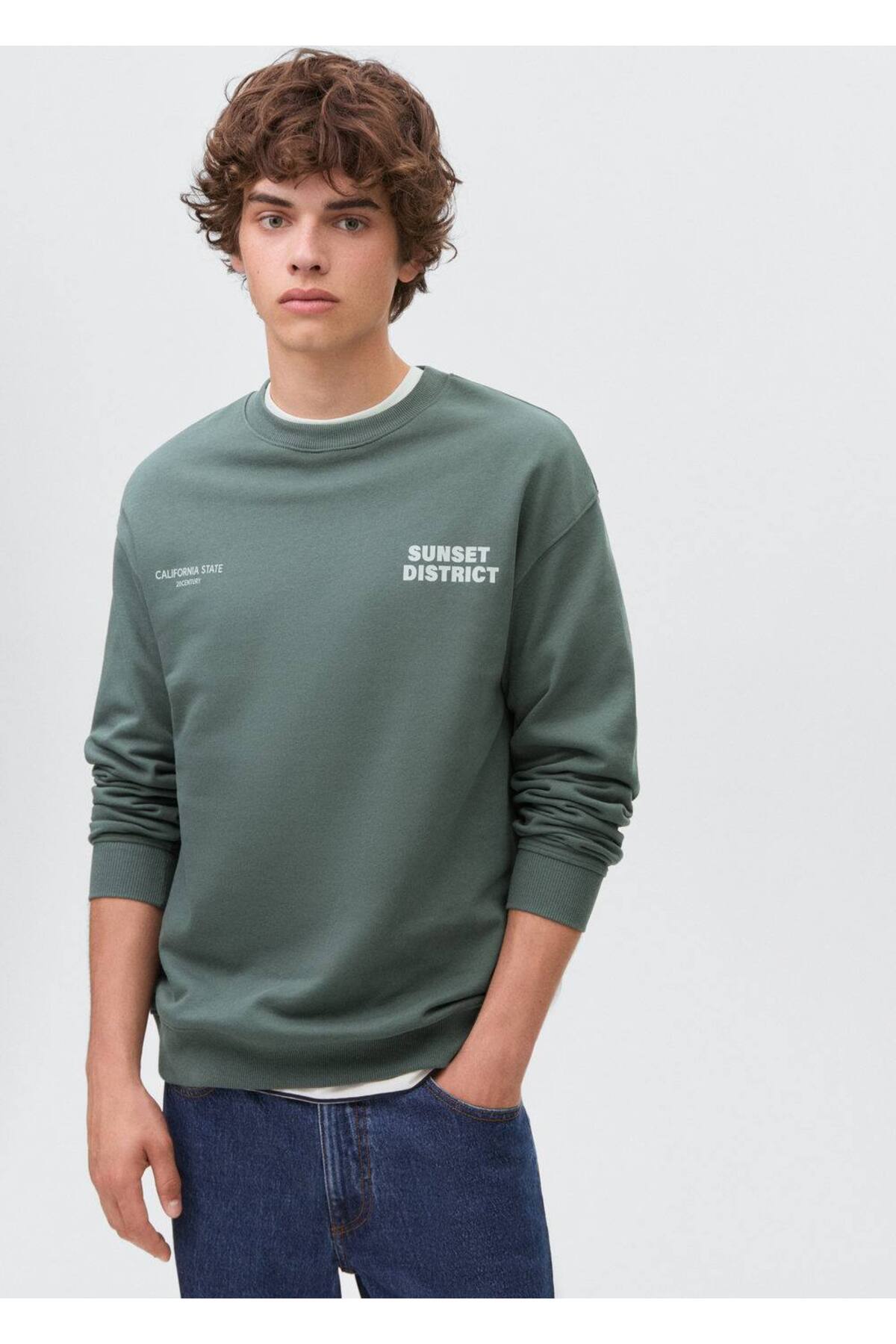 Kombine desenli pamuklu sweatshirt