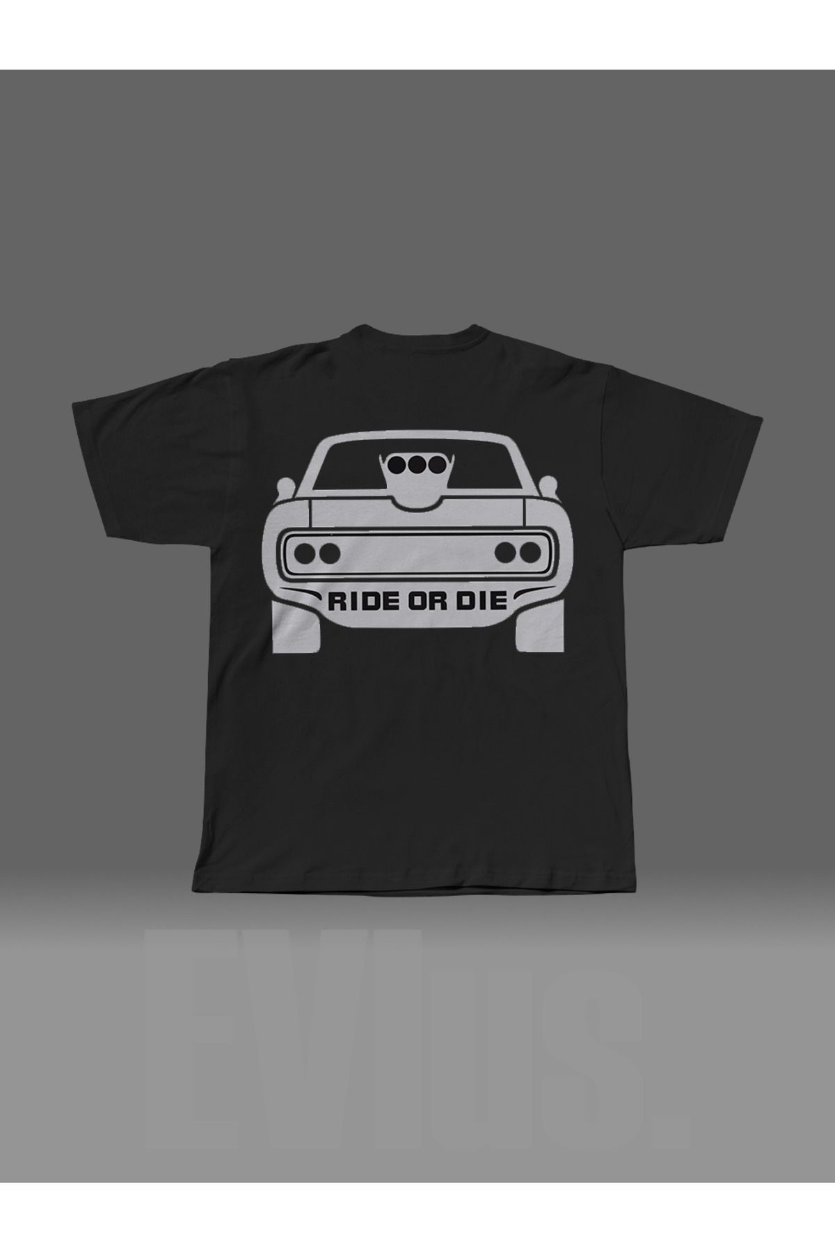 EVIus Oversize Ride Or Die Baskılı Bisiklet Yaka T-Shirt