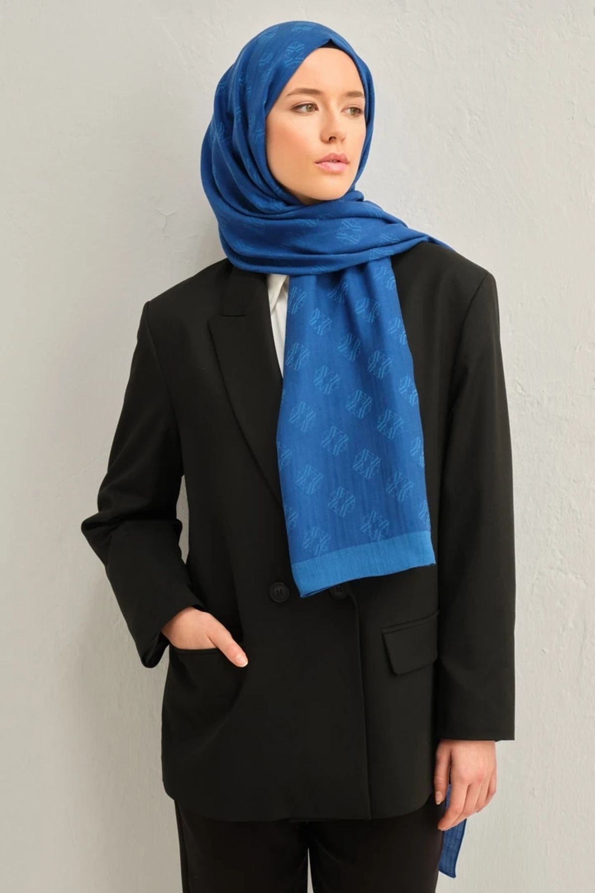 Armine Lyocell İpek Şal 1 Monogram Saks-32115